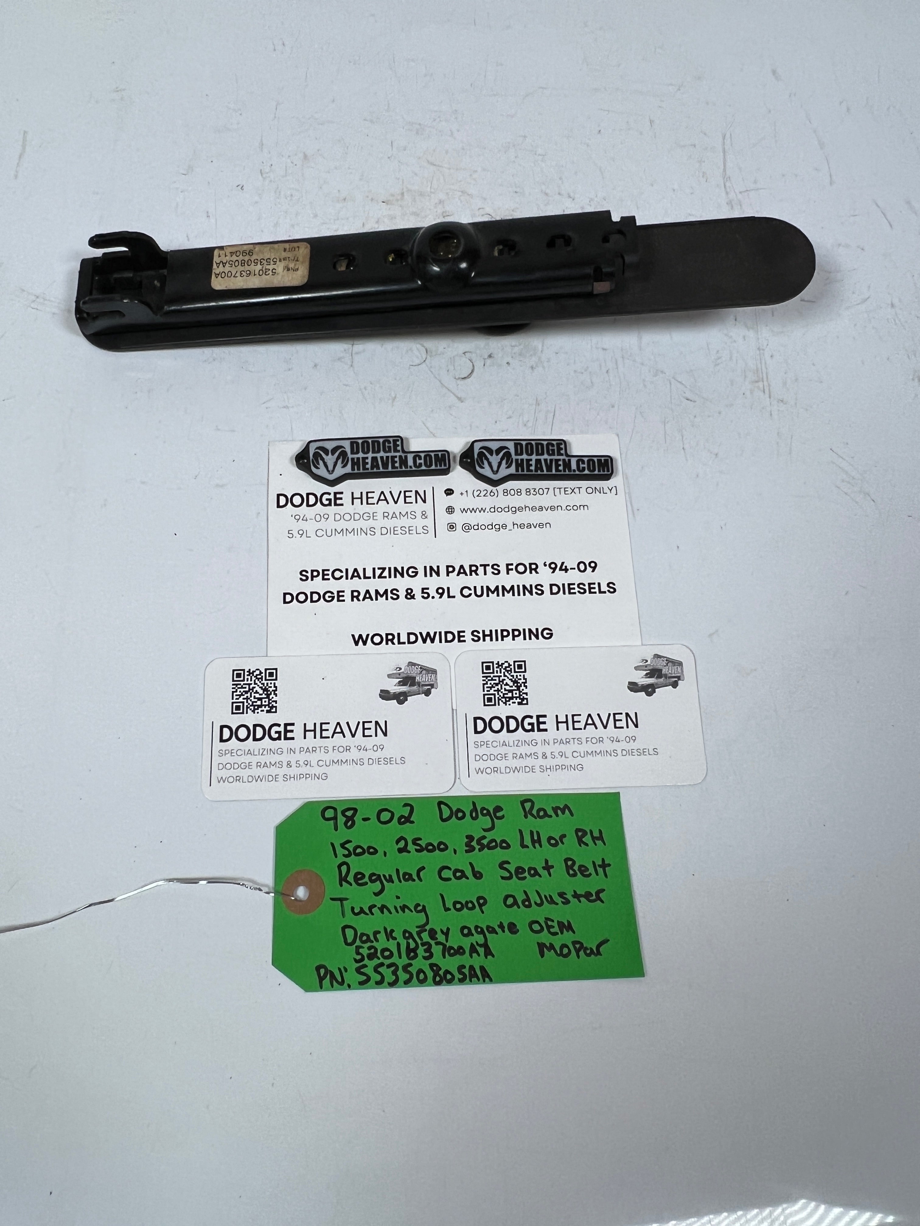 1998-2002 Dodge Ram Reg Cab Seat Belt Seatbelt Turning Loop Adjuster LH & RH