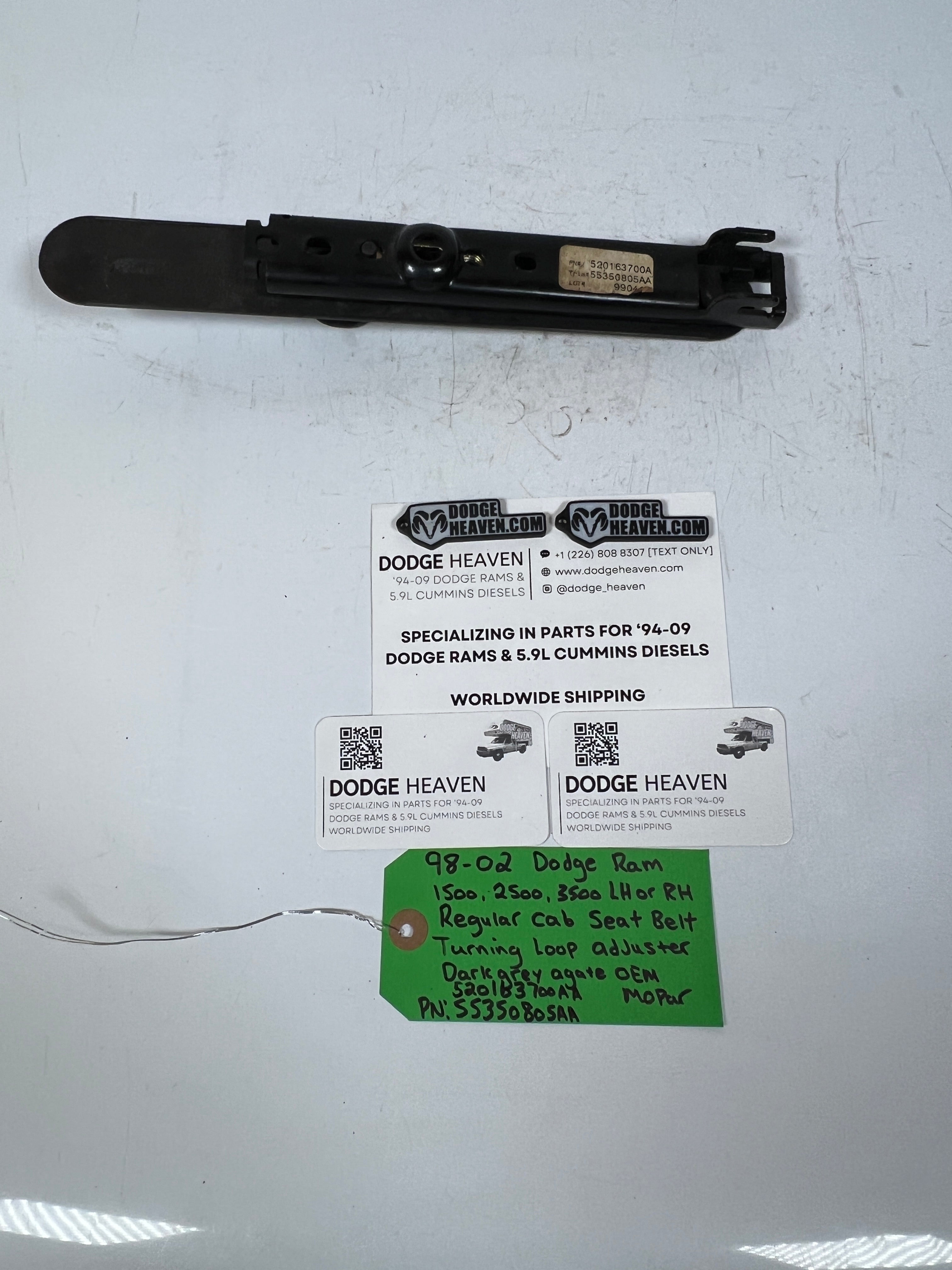 1998-2002 Dodge Ram Reg Cab Seat Belt Seatbelt Turning Loop Adjuster LH & RH