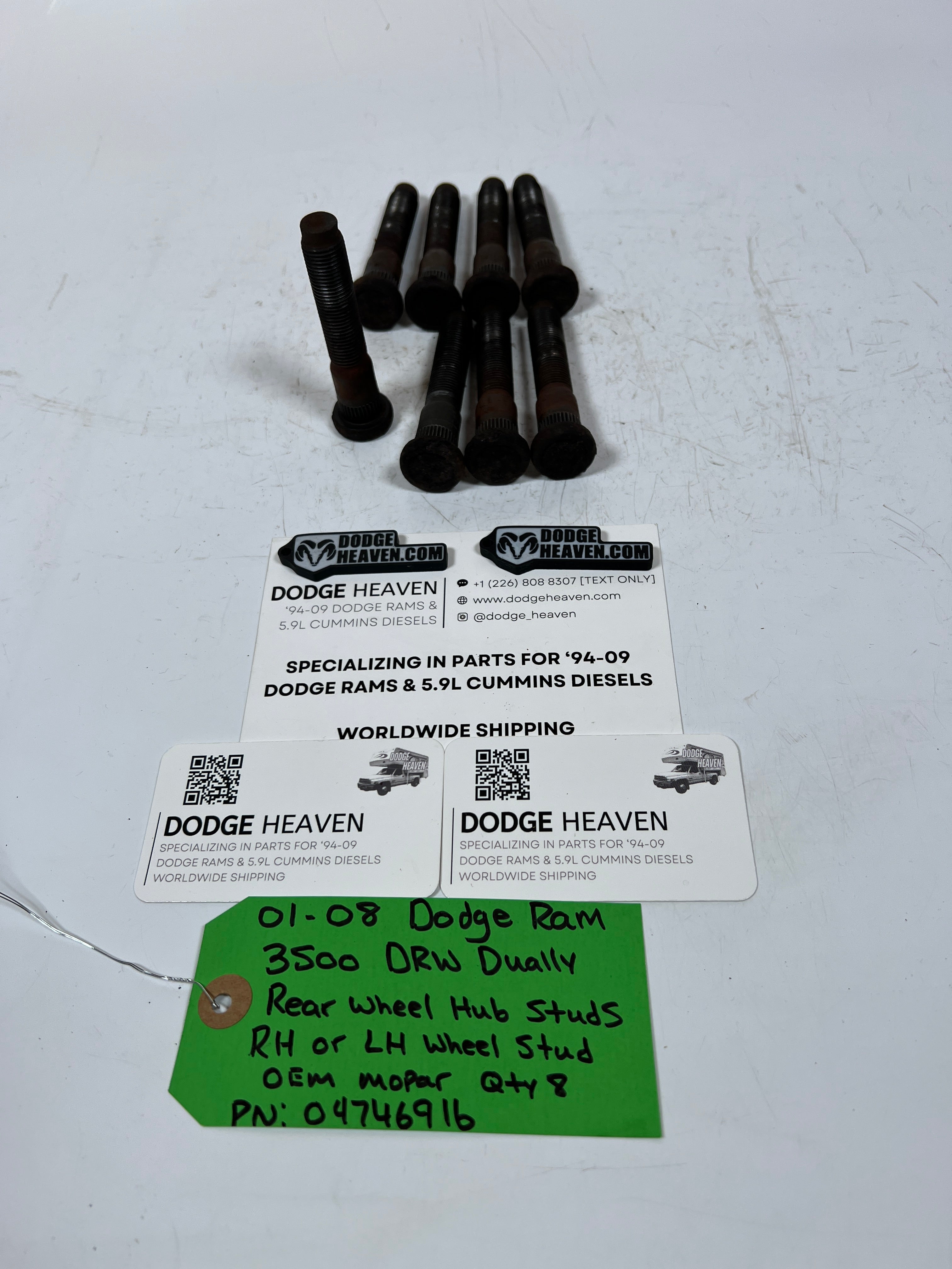 2001-2008 Dodge Ram 3500 DRW Dually Rear Wheel Studs QTY 8