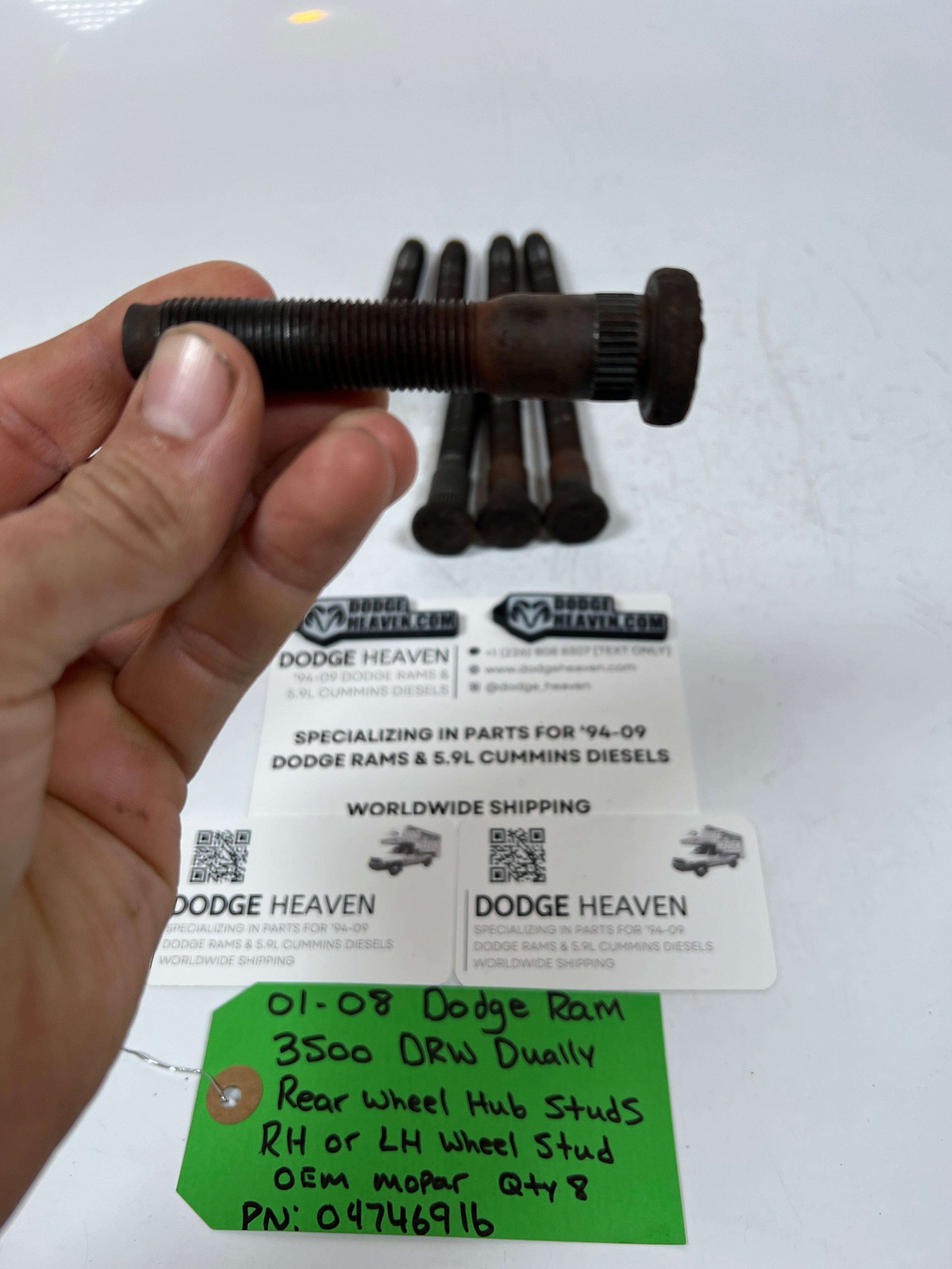 2001-2008 Dodge Ram 3500 DRW Dually Rear Wheel Studs QTY 8