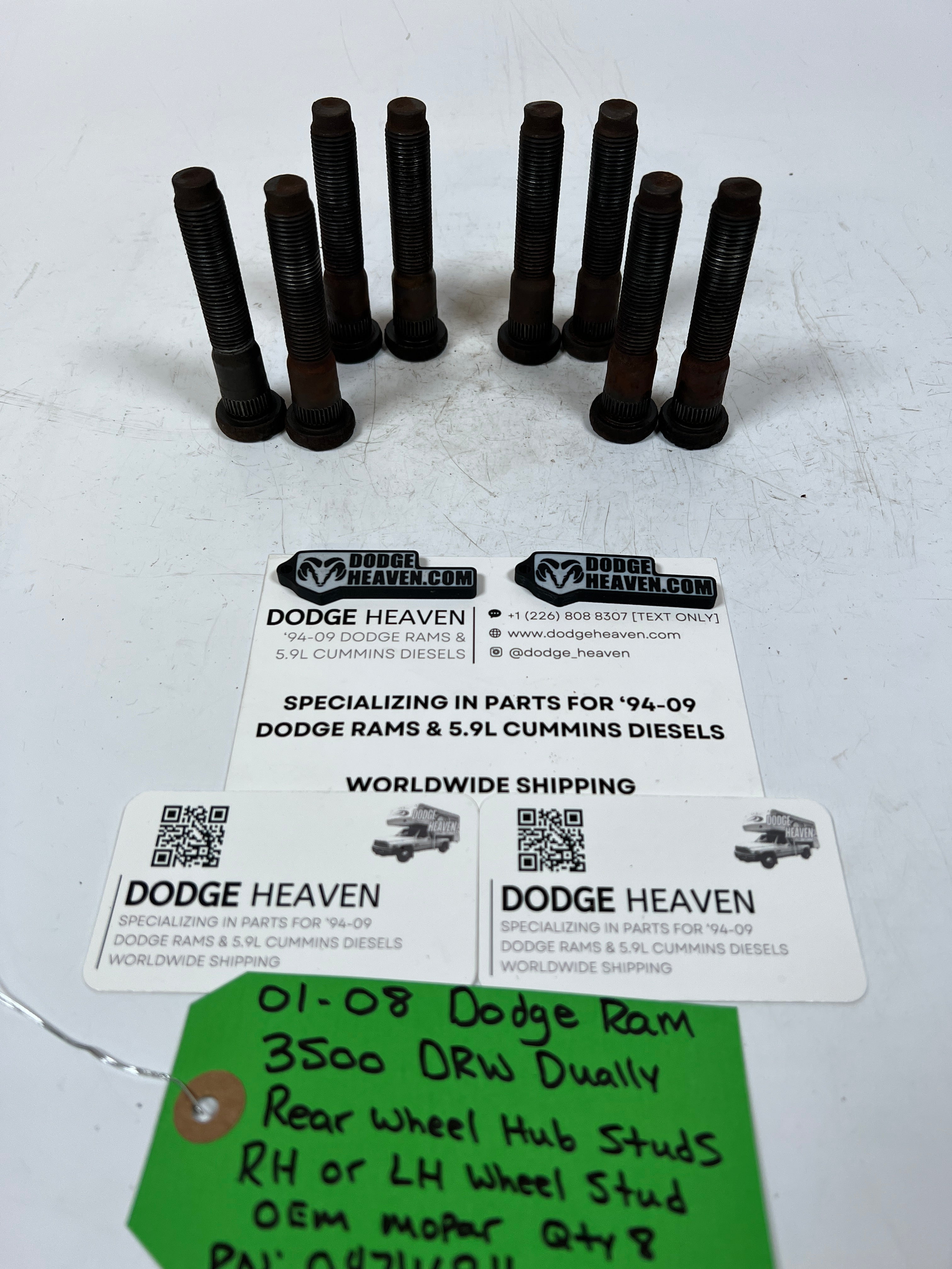 2001-2008 Dodge Ram 3500 DRW Dually Rear Wheel Studs QTY 8