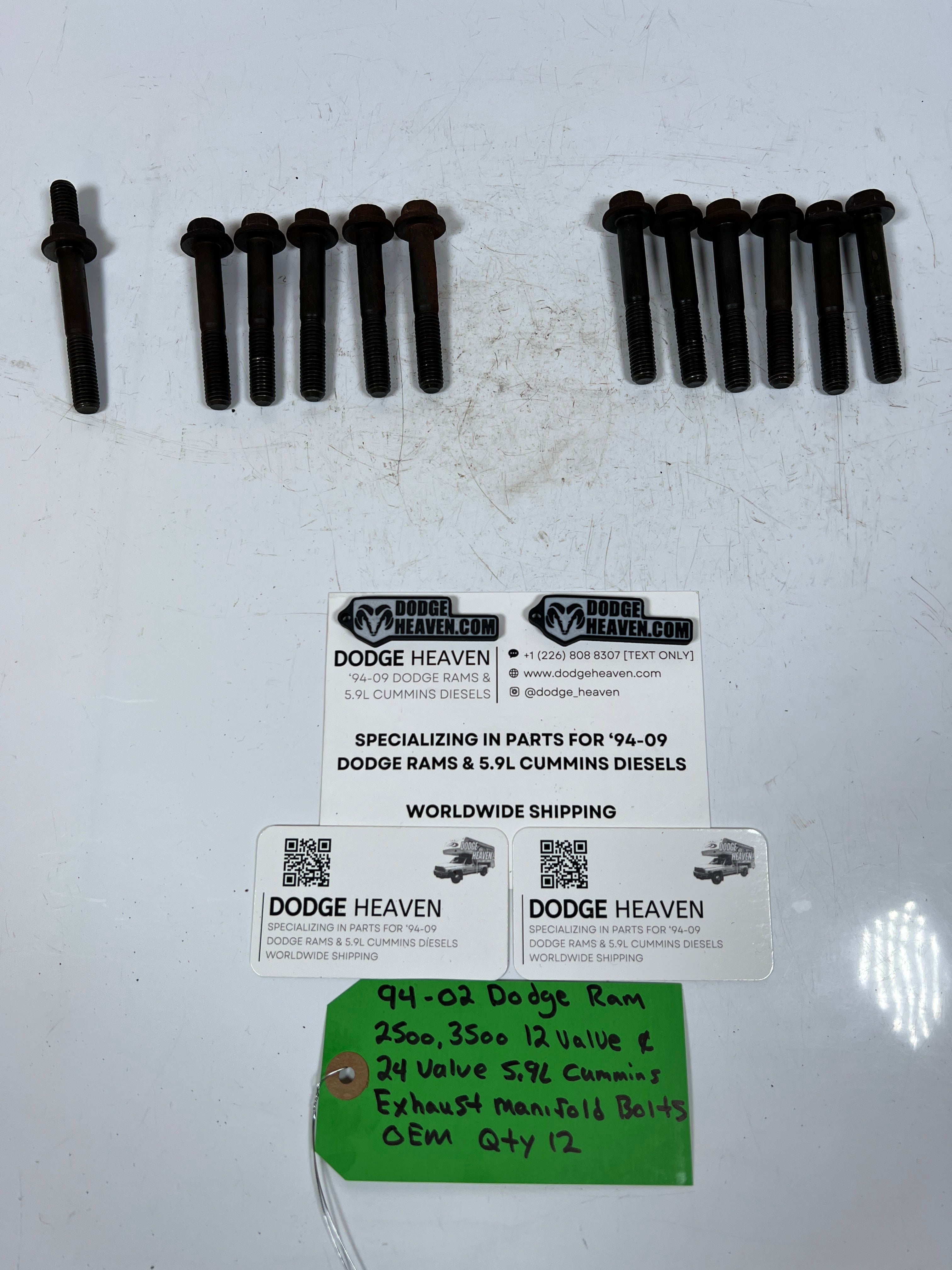 1994-2002 Dodge Ram 12V & 24V 5.9l Cummins Exhaust Manifold Bolts QTY 12