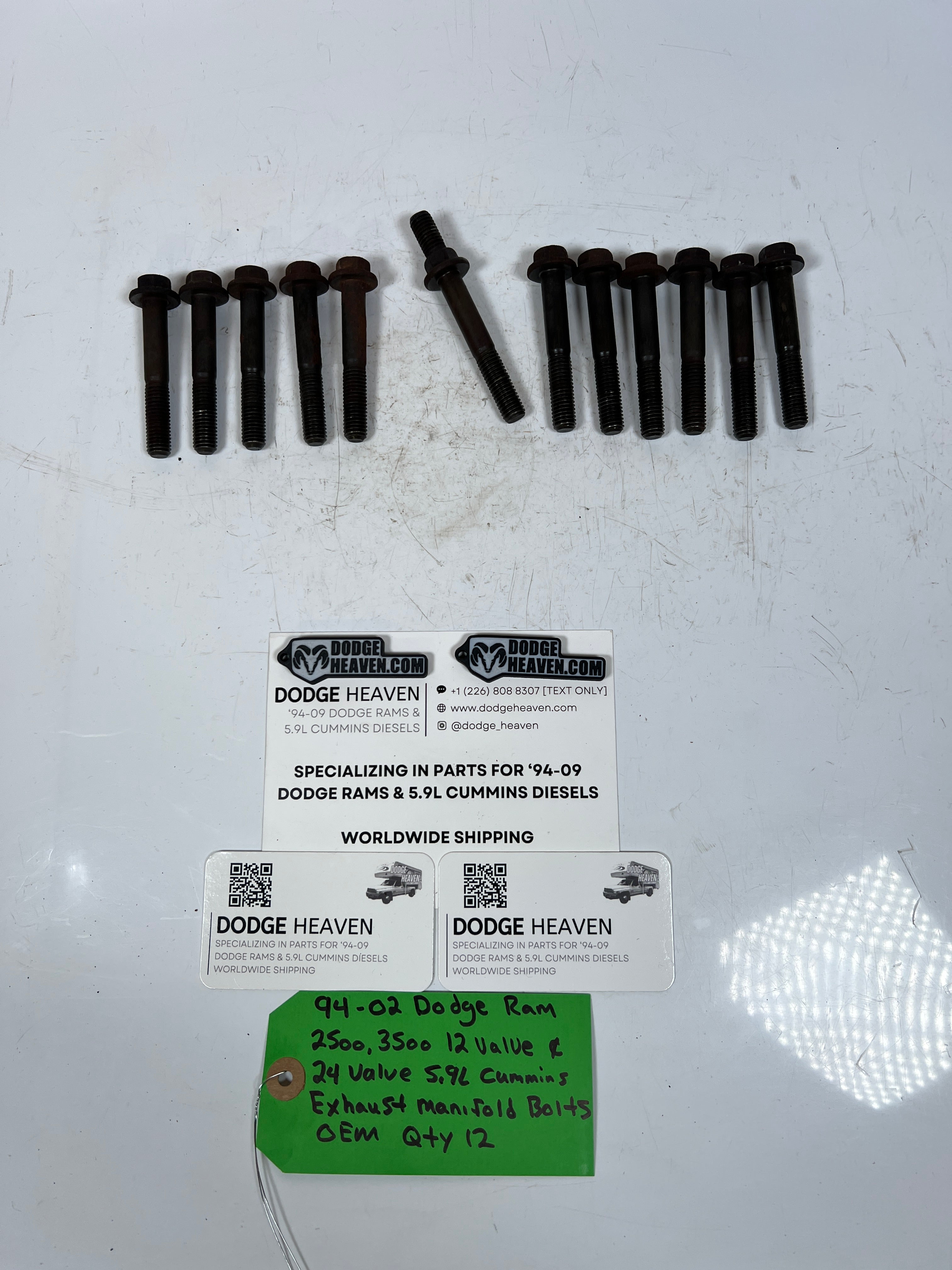 1994-2002 Dodge Ram 12V & 24V 5.9l Cummins Exhaust Manifold Bolts QTY 12