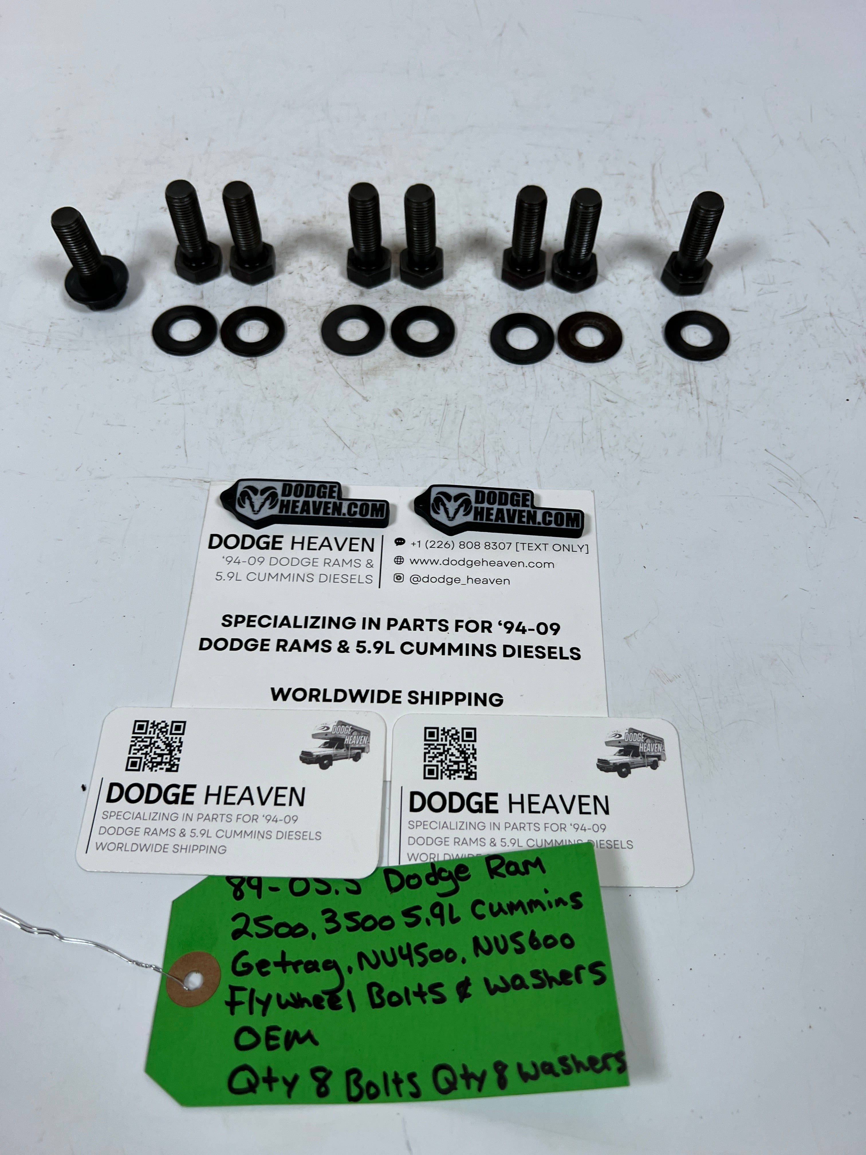 1989-2005.5 Dodge Ram Cummins NV4500 NV5600 Flywheel Bolts & Washers QTY 8
