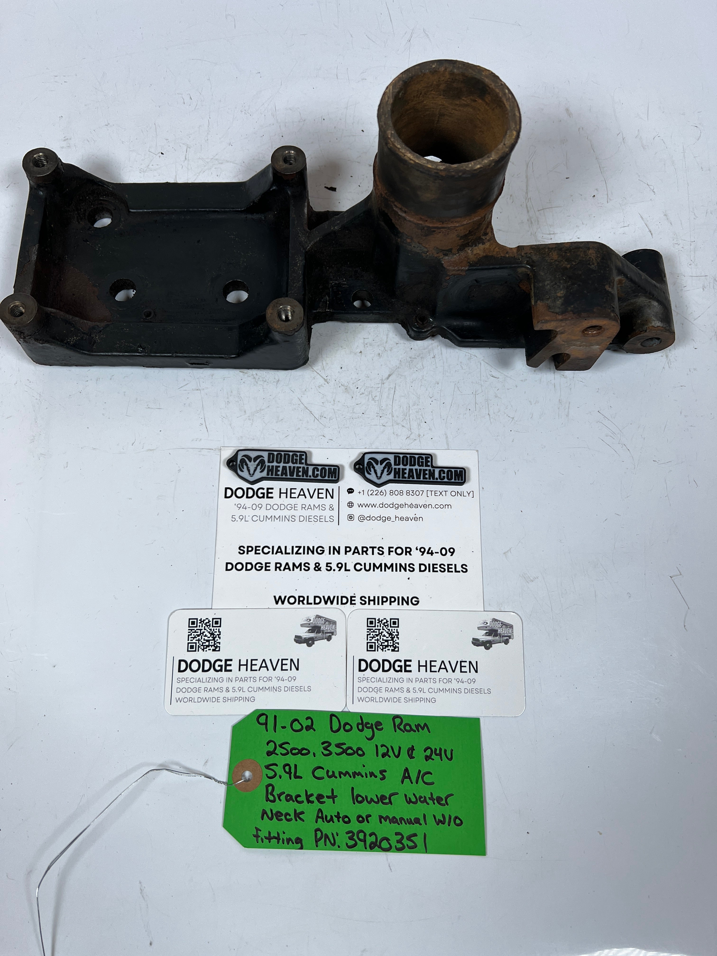 1991-2002 Dodge Ram 12V & 24V 5.9L Cummins AC A/C Bracket Lower Water Neck