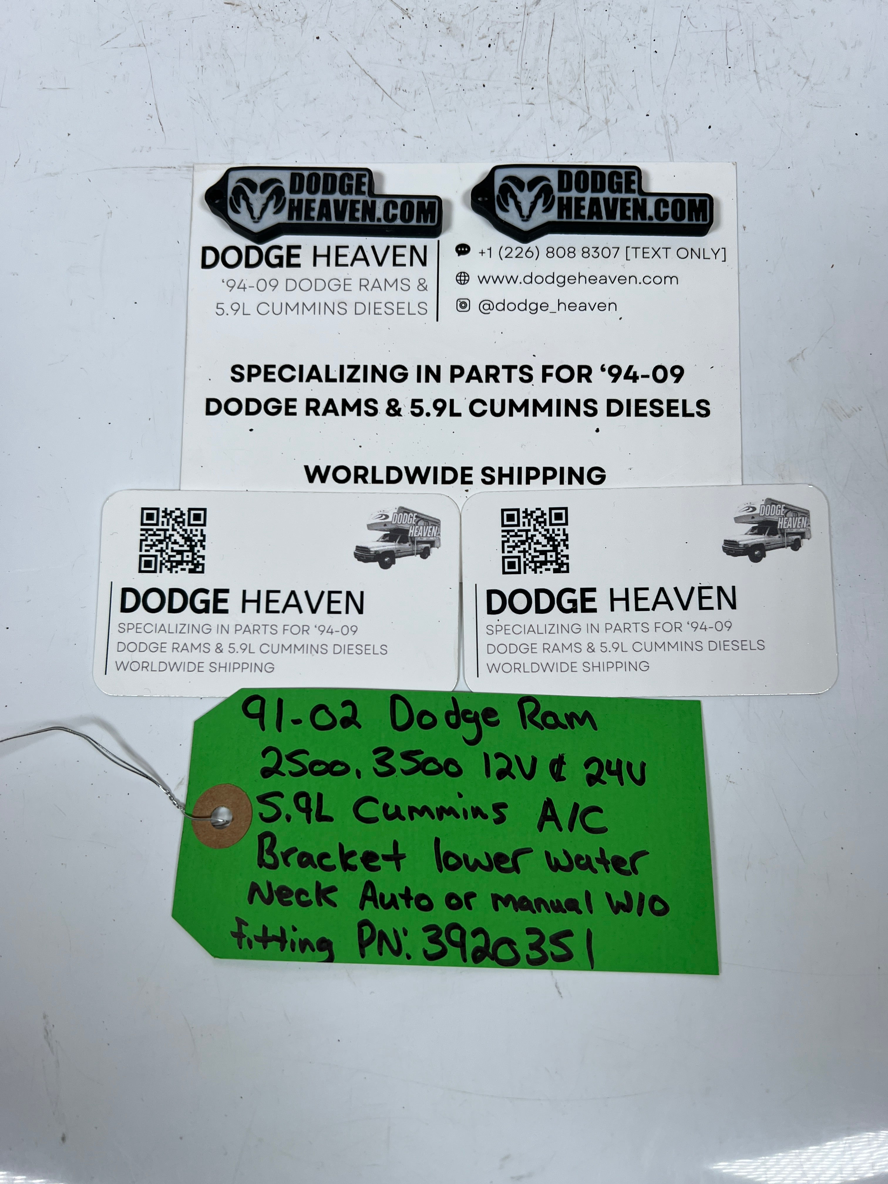 1991-2002 Dodge Ram 12V & 24V 5.9L Cummins AC A/C Bracket Lower Water Neck