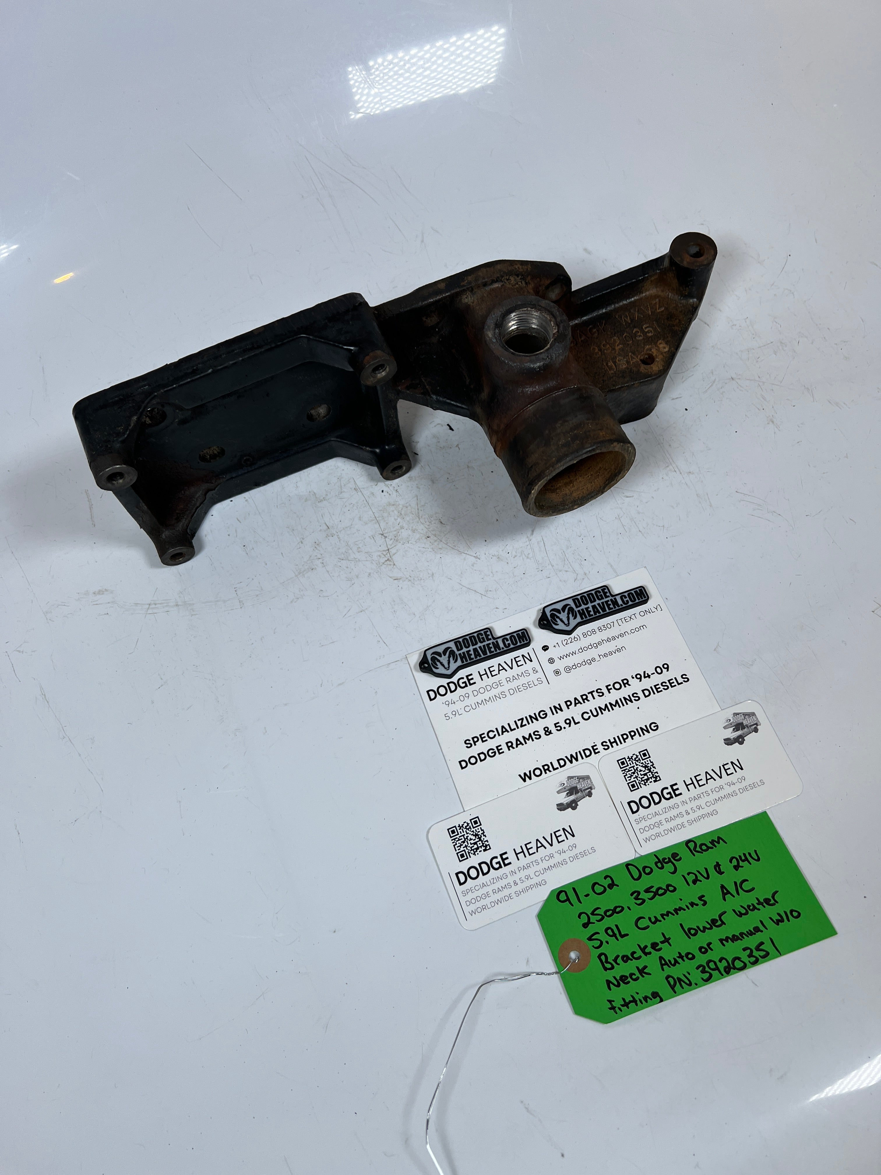 1991-2002 Dodge Ram 12V & 24V 5.9L Cummins AC A/C Bracket Lower Water Neck
