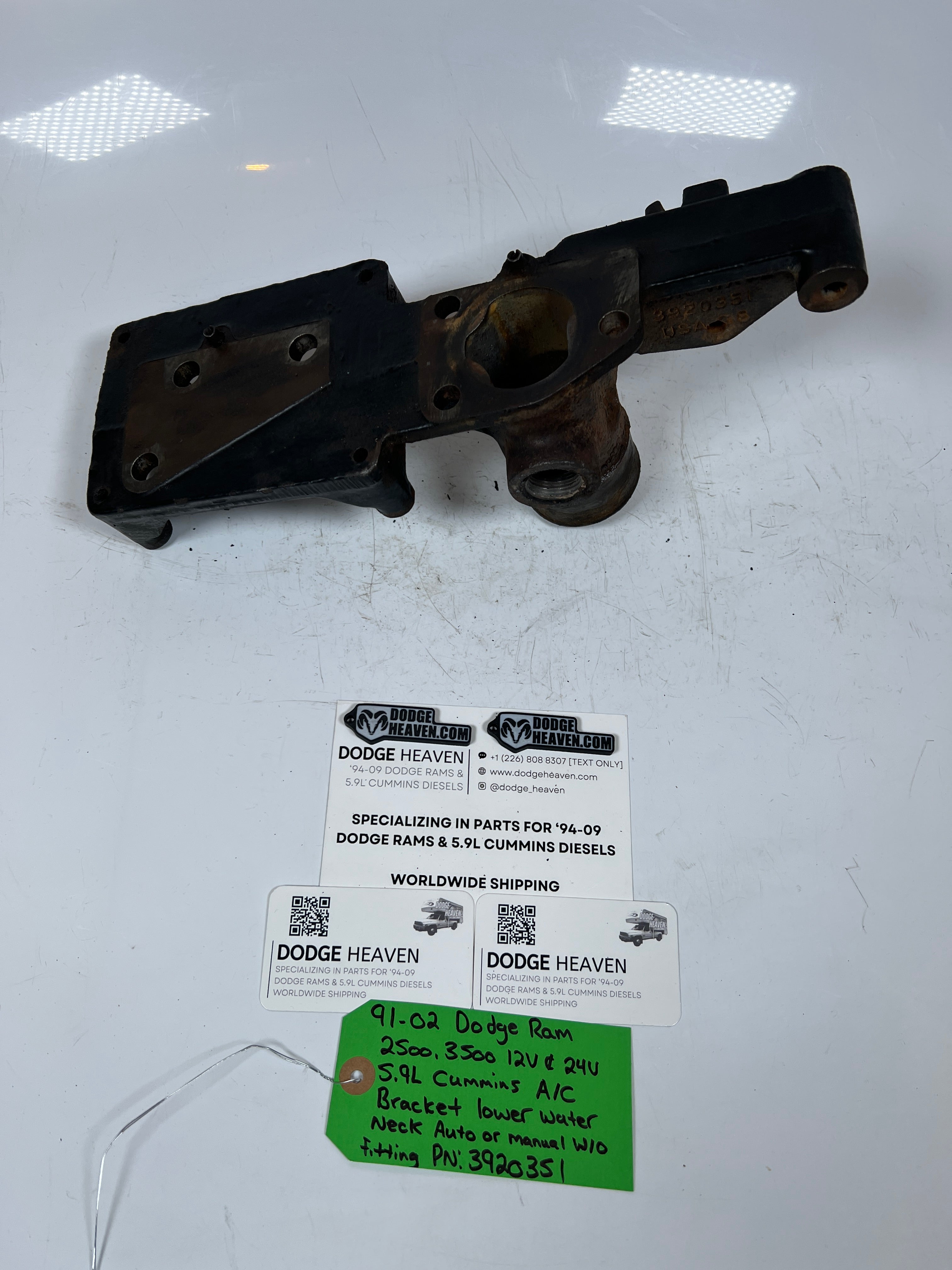 1991-2002 Dodge Ram 12V & 24V 5.9L Cummins AC A/C Bracket Lower Water Neck