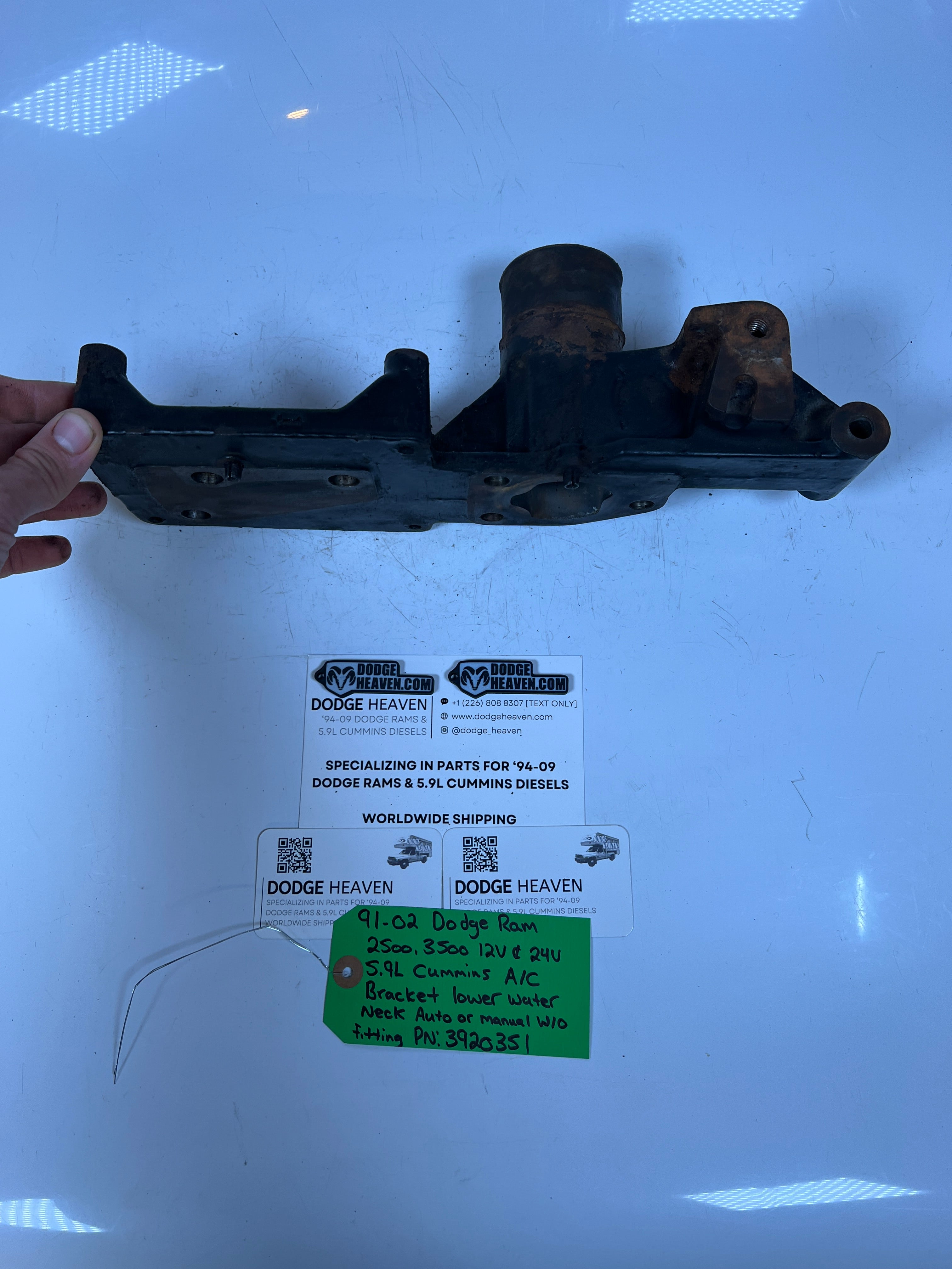 1991-2002 Dodge Ram 12V & 24V 5.9L Cummins AC A/C Bracket Lower Water Neck