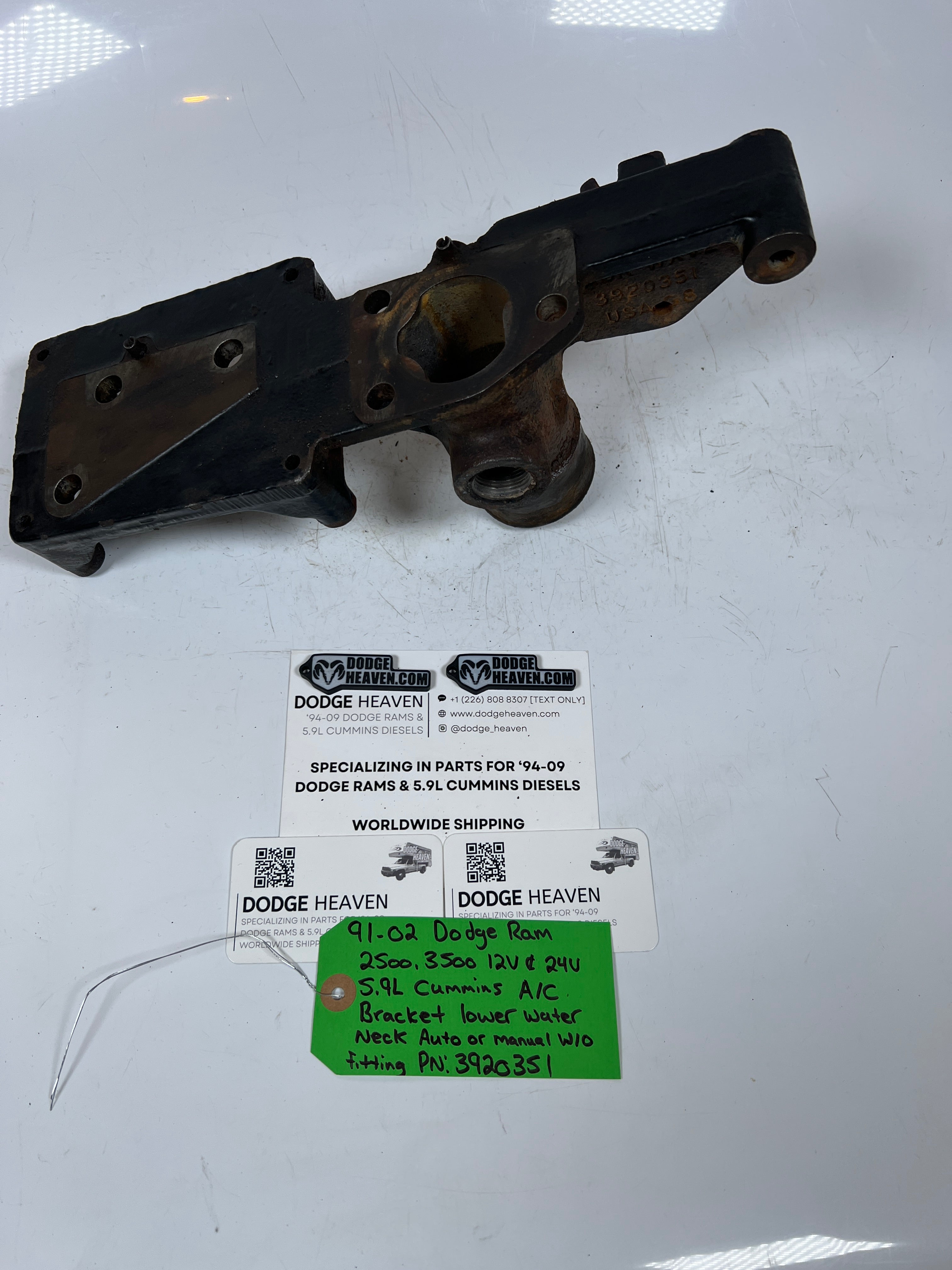 1991-2002 Dodge Ram 12V & 24V 5.9L Cummins AC A/C Bracket Lower Water Neck