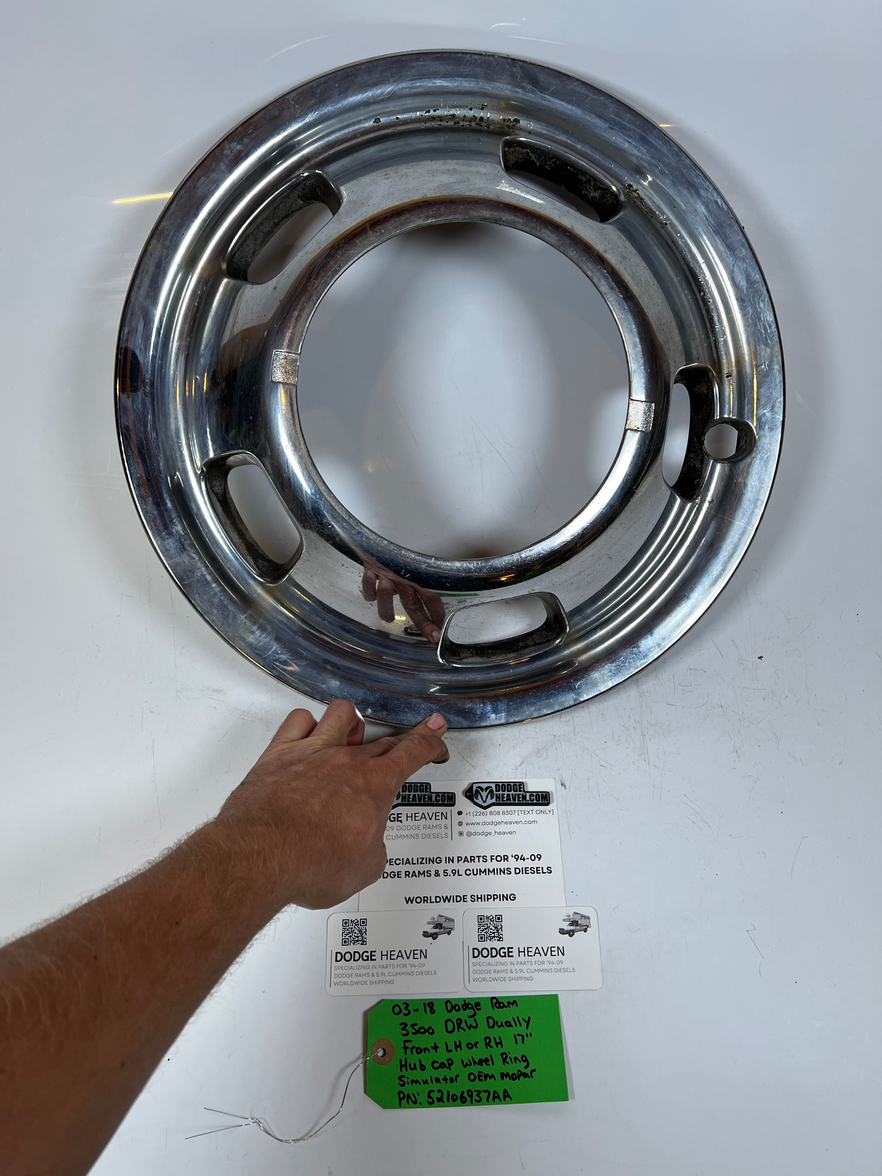 2003-2018 Dodge Ram 3500 DRW dually Front Hub Cap Wheel Ring Simulator 17"