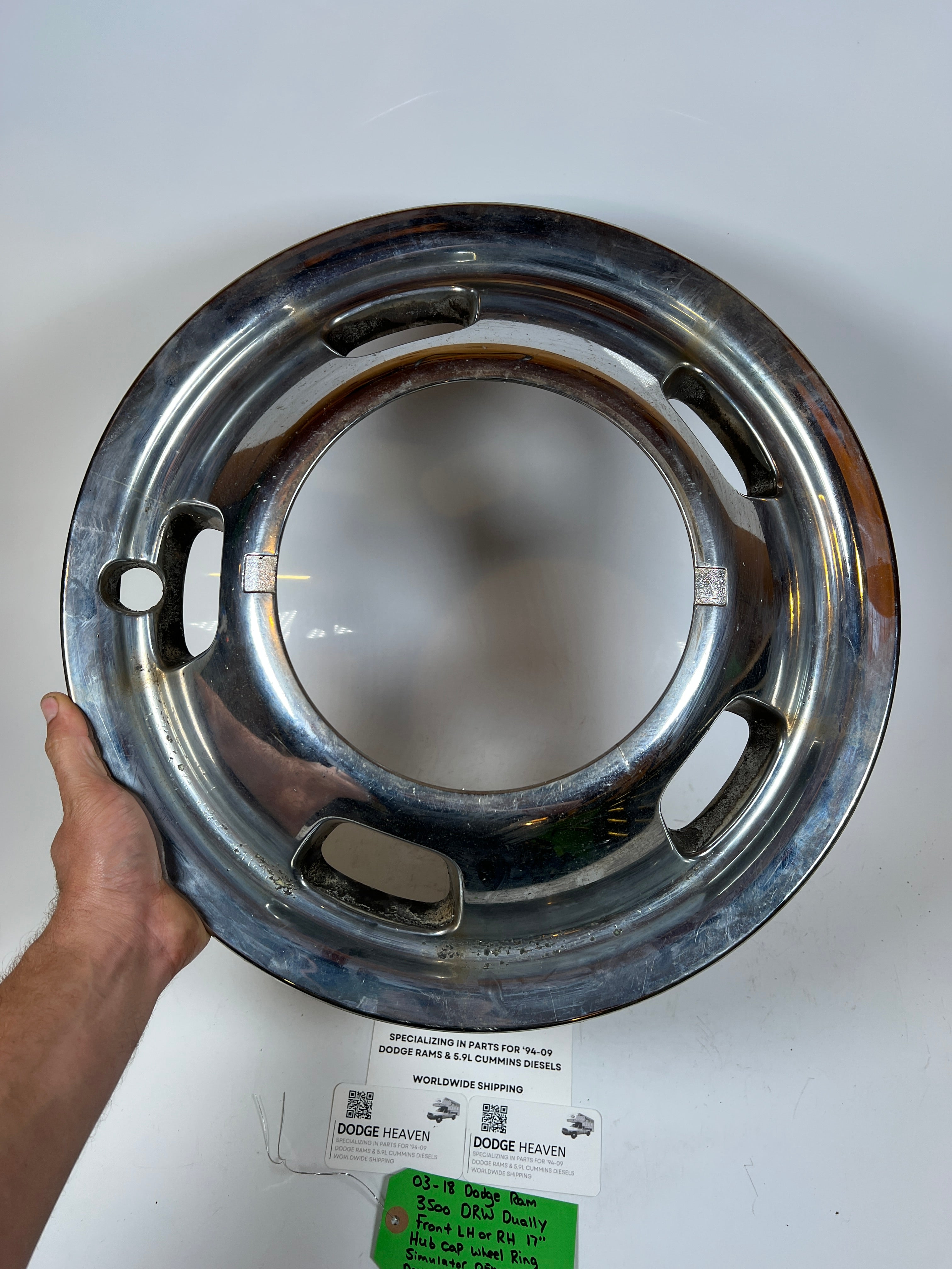 2003-2018 Dodge Ram 3500 DRW dually Front Hub Cap Wheel Ring Simulator 17"