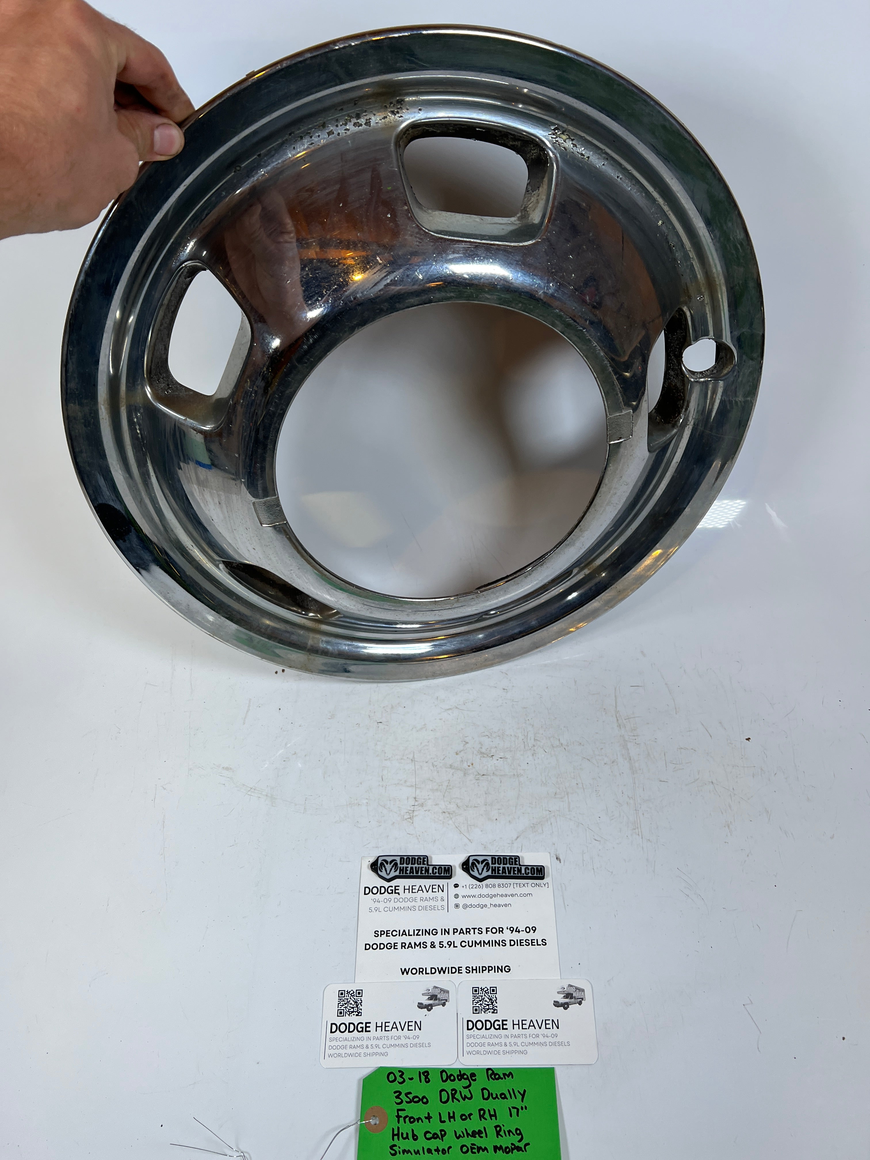 2003-2018 Dodge Ram 3500 DRW dually Front Hub Cap Wheel Ring Simulator 17"