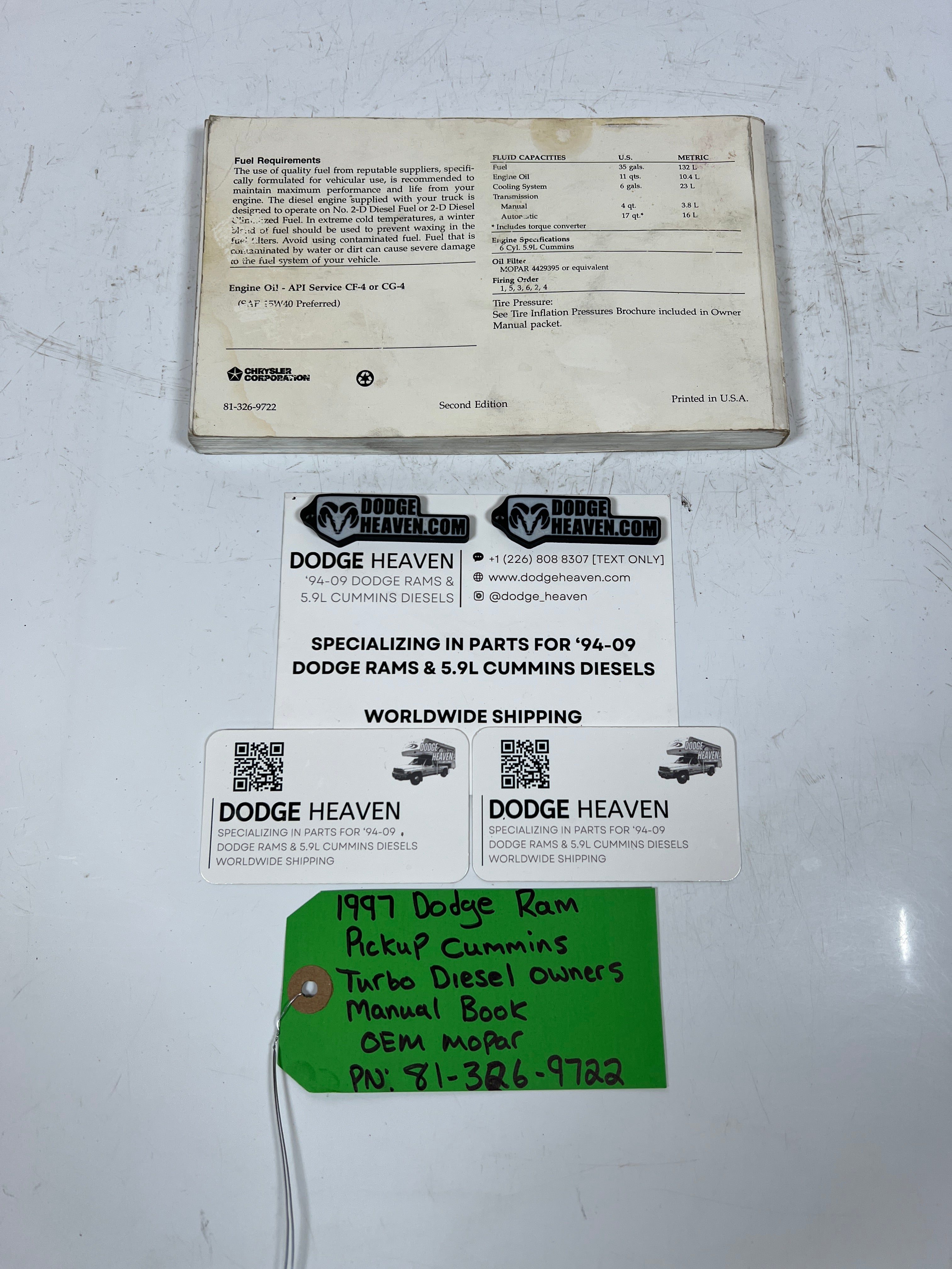 1997-1997 Dodge Ram Cummins turbo Diesel Owners Manual Book