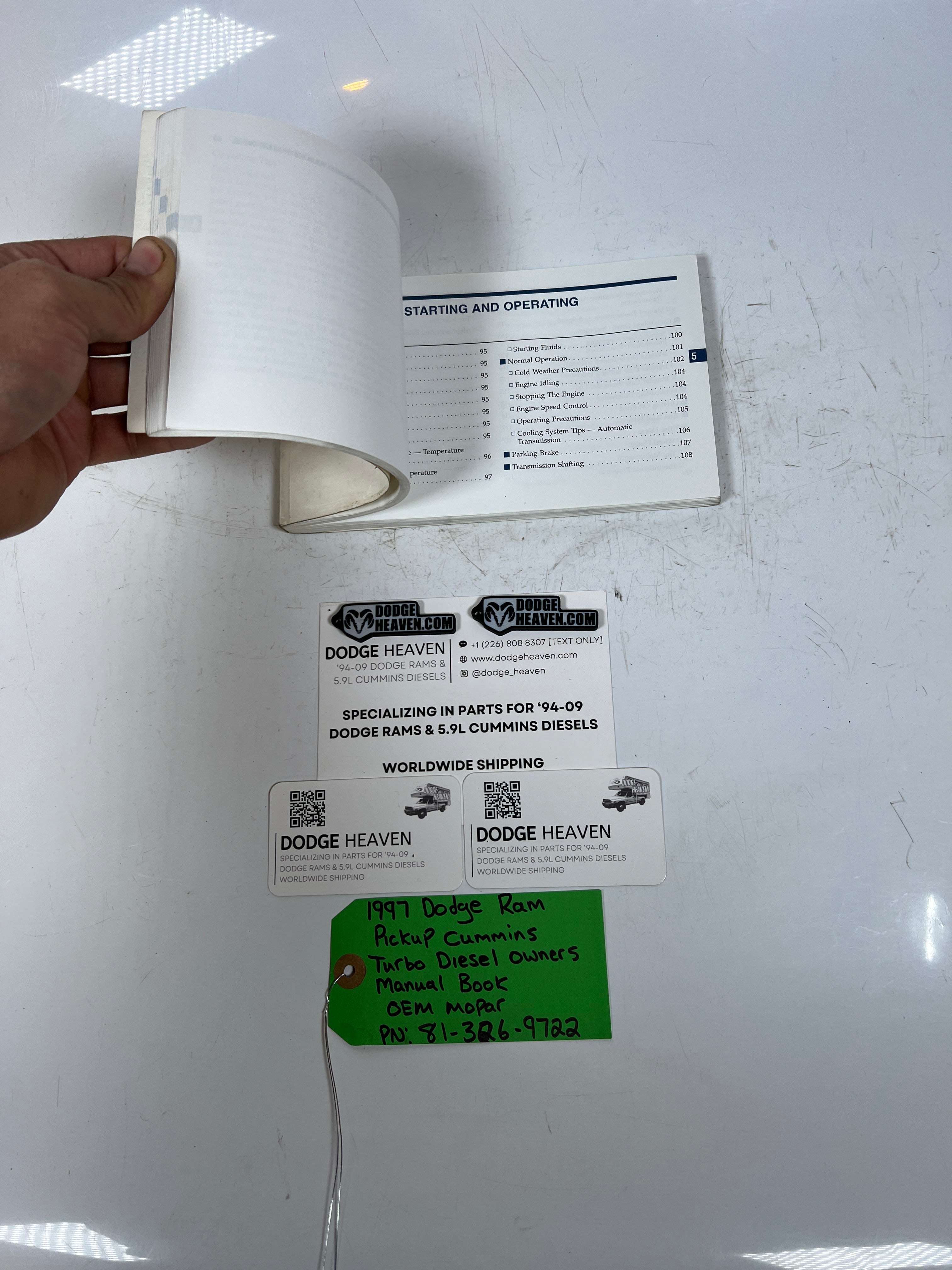 1997-1997 Dodge Ram Cummins turbo Diesel Owners Manual Book