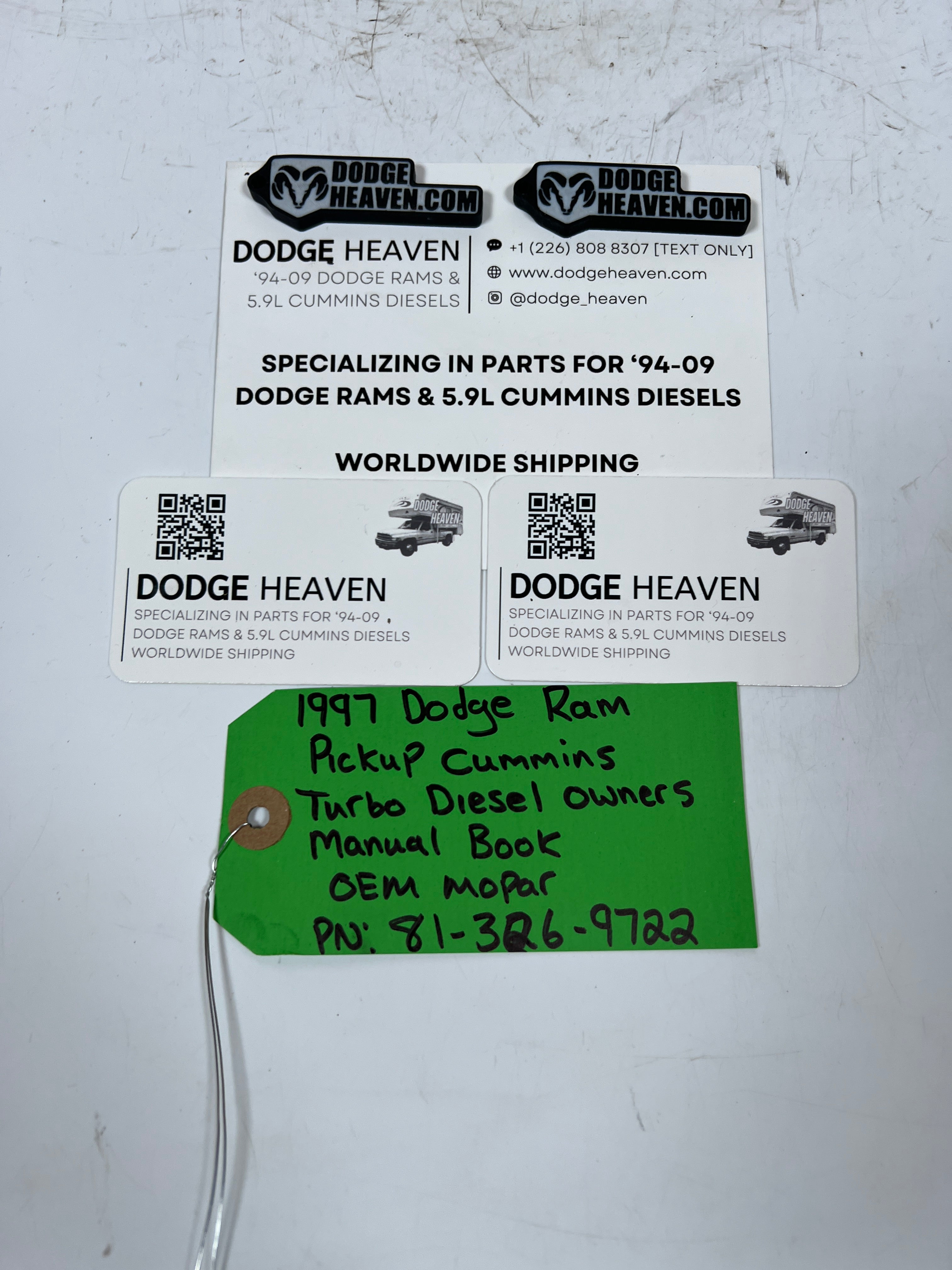 1997-1997 Dodge Ram Cummins turbo Diesel Owners Manual Book