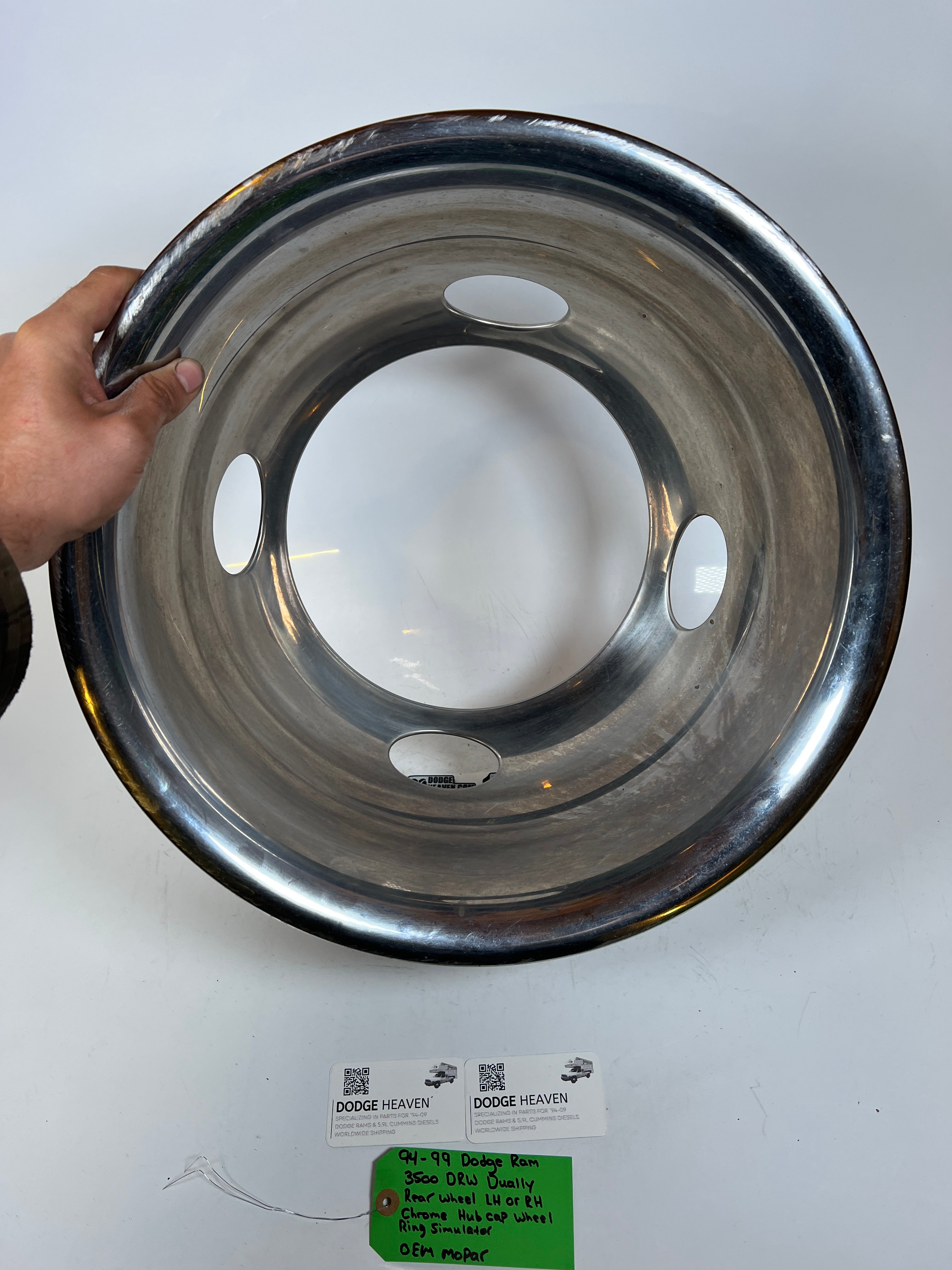 1994-1999 Dodge Ram 3500 Dually Wheel Chrome Hub Cap Wheel Ring Simulator