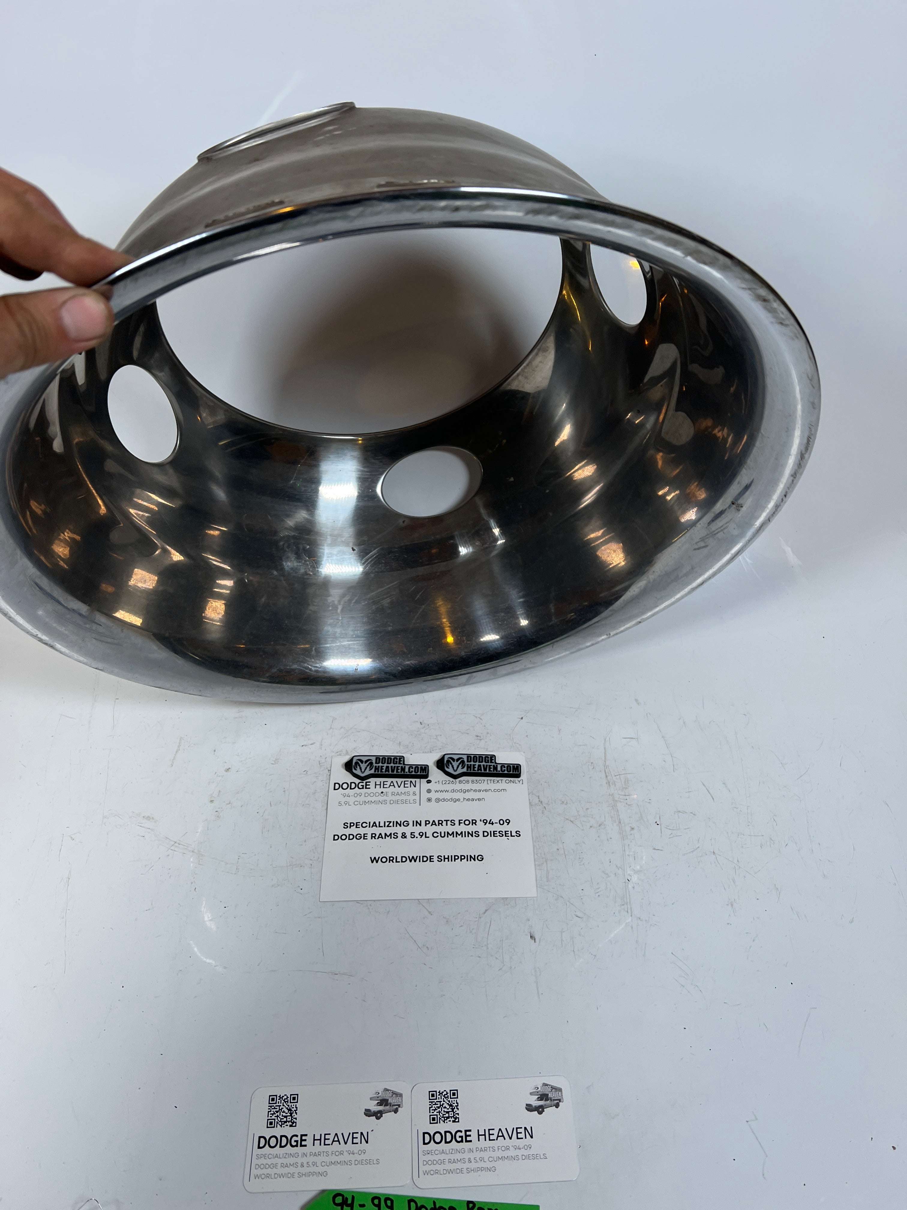1994-1999 Dodge Ram 3500 Dually Wheel Chrome Hub Cap Wheel Ring Simulator