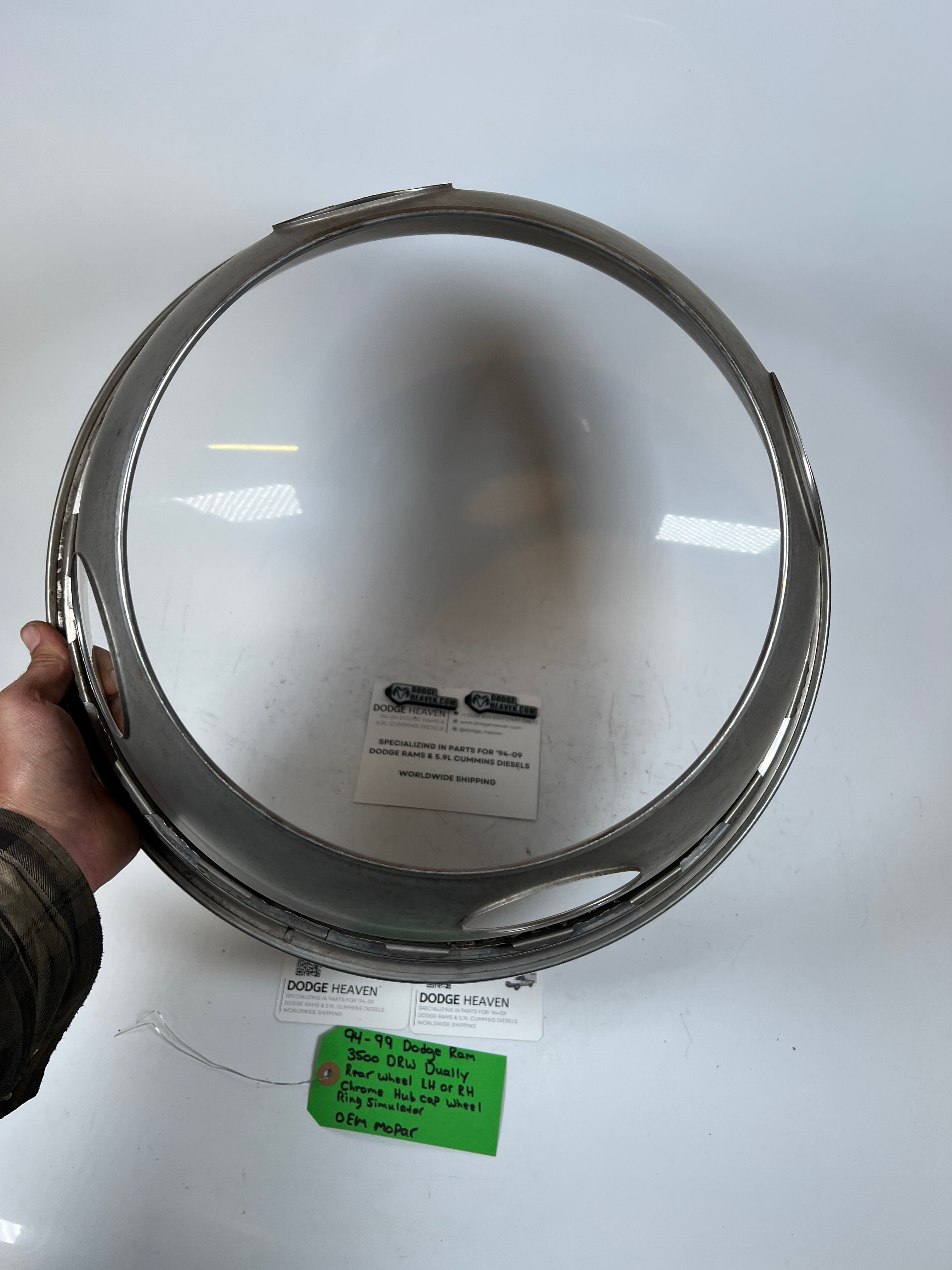 1994-1999 Dodge Ram 3500 Dually Wheel Chrome Hub Cap Wheel Ring Simulator