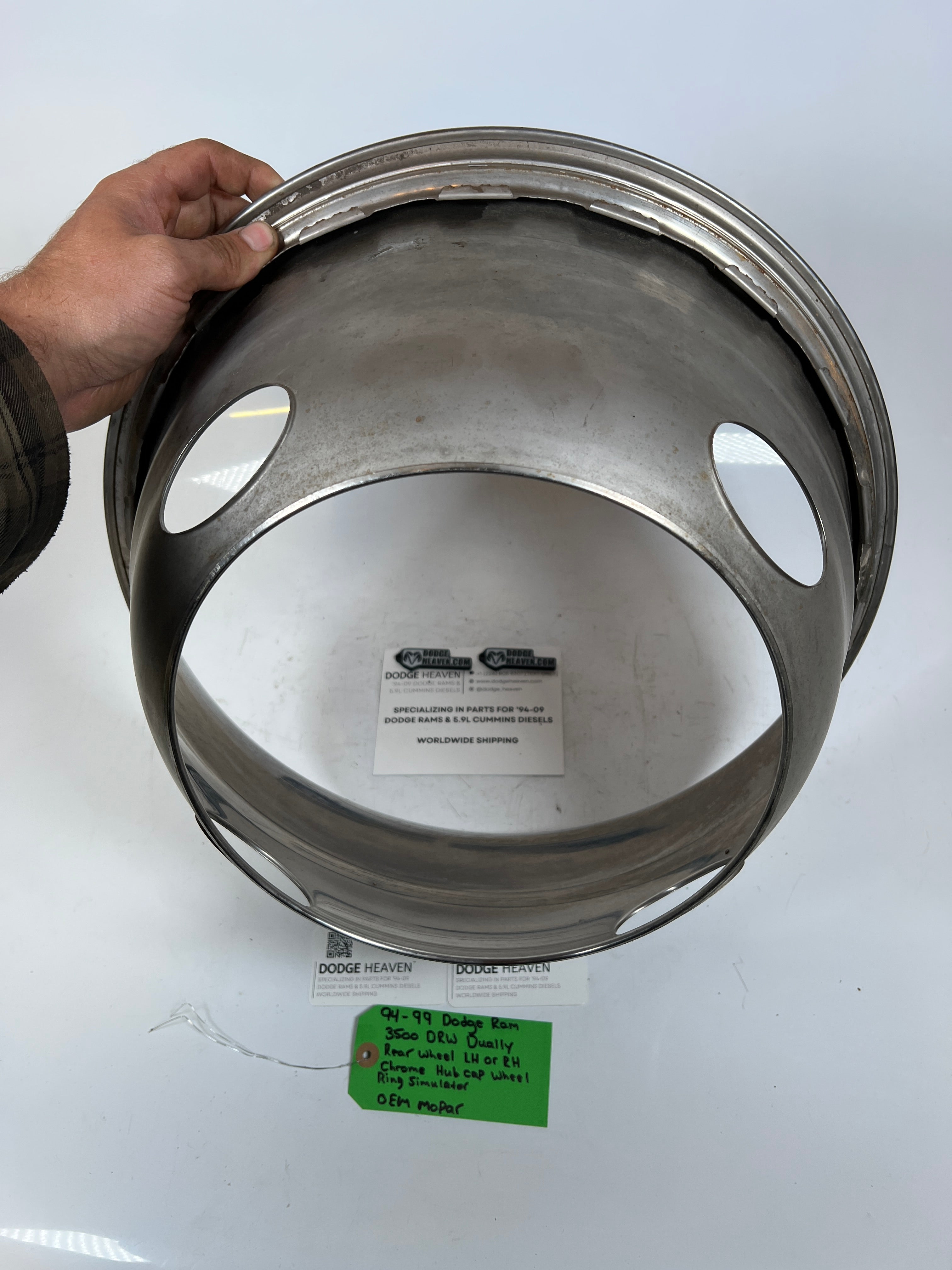 1994-1999 Dodge Ram 3500 Dually Wheel Chrome Hub Cap Wheel Ring Simulator