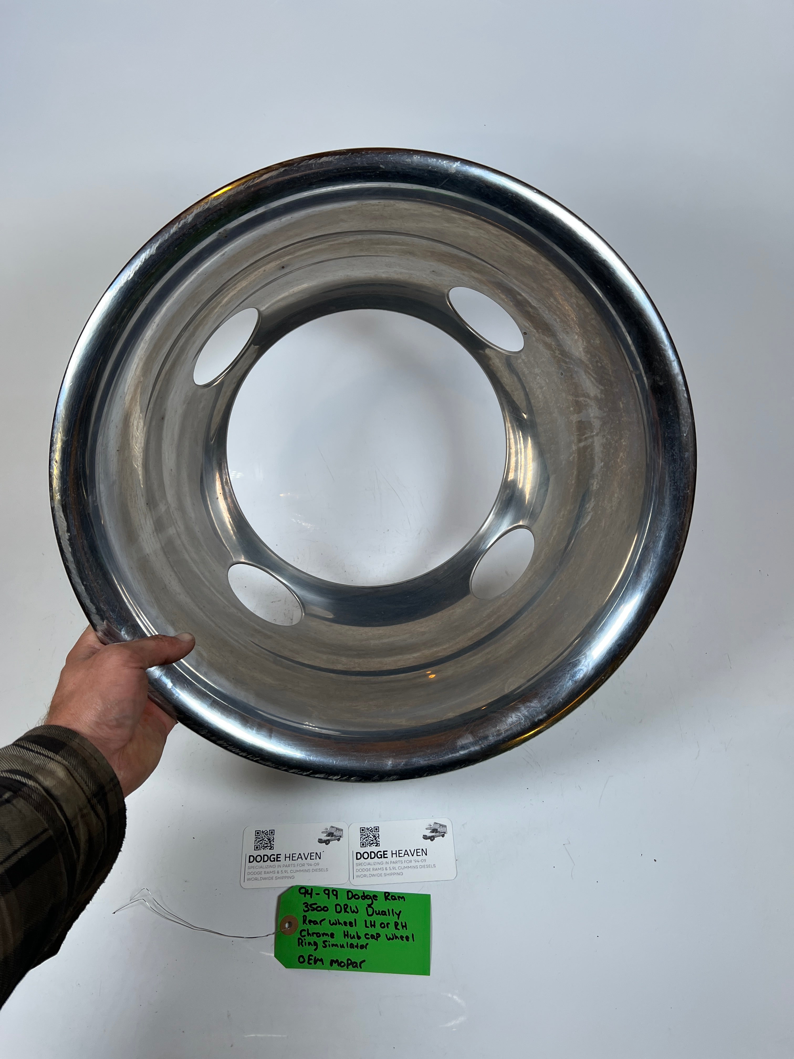 1994-1999 Dodge Ram 3500 Dually Wheel Chrome Hub Cap Wheel Ring Simulator