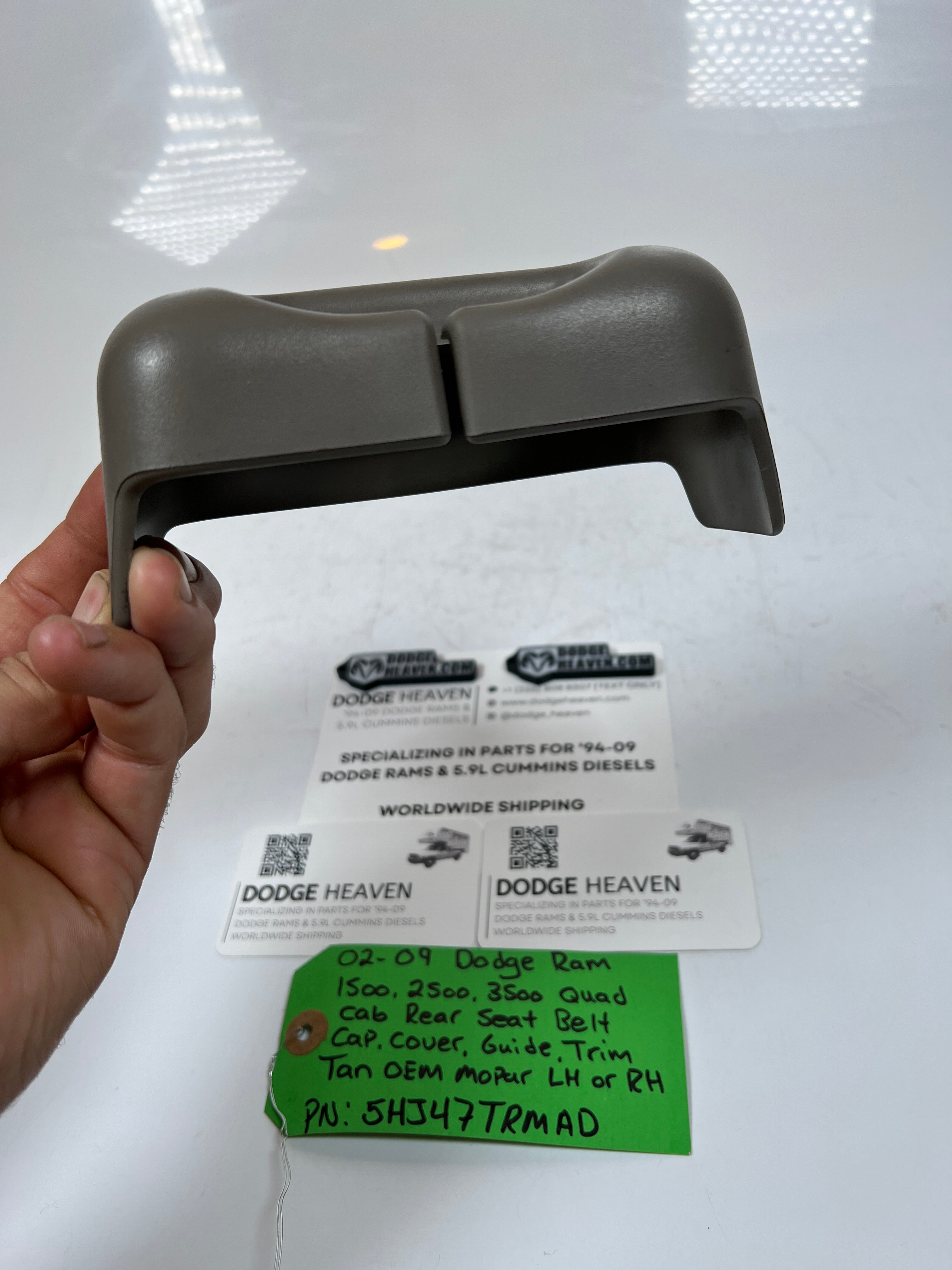 2002-2009 Dodge Ram Quad Cab Rear Seat Belt Cap Cover Guild Trim Tan LH RH