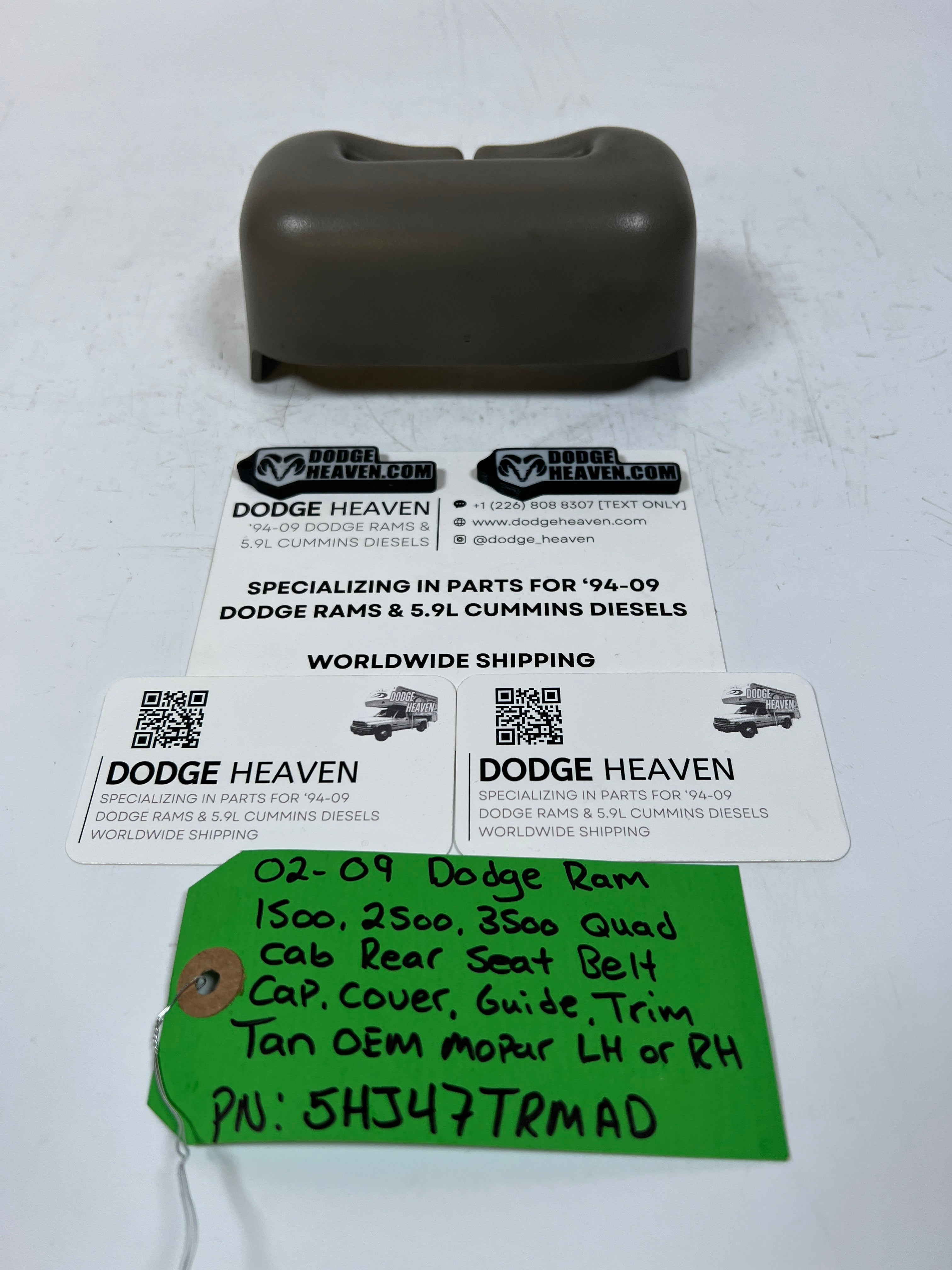2002-2009 Dodge Ram Quad Cab Rear Seat Belt Cap Cover Guild Trim Tan LH RH