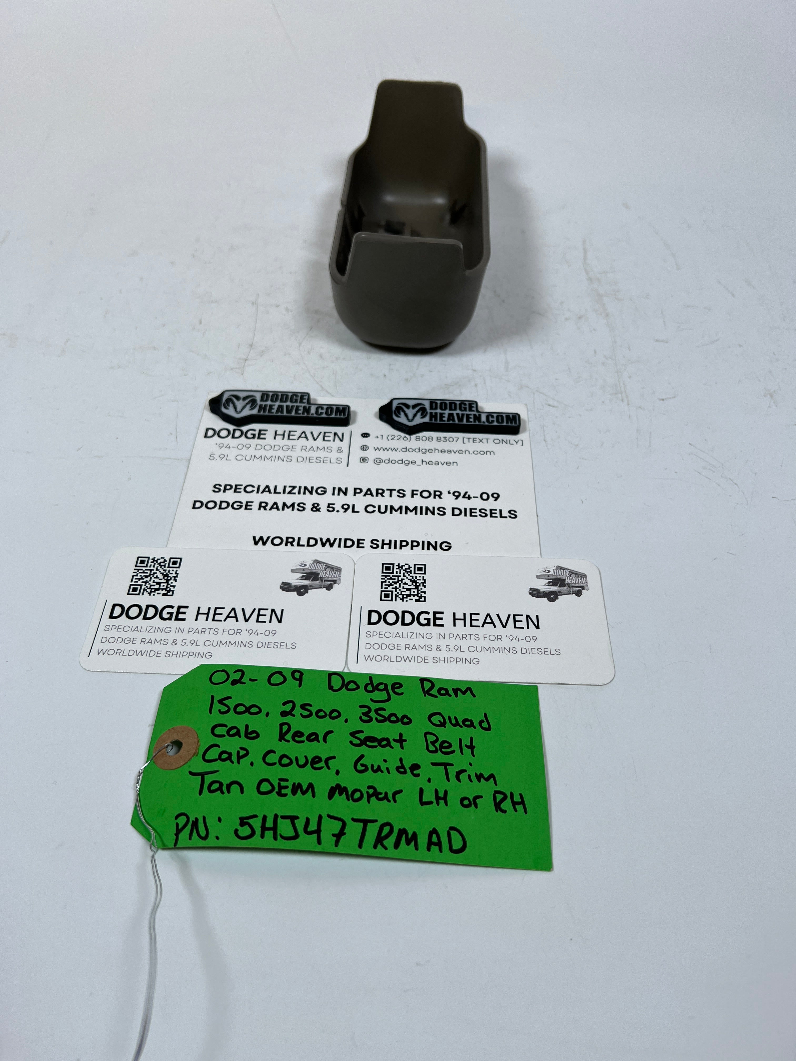 2002-2009 Dodge Ram Quad Cab Rear Seat Belt Cap Cover Guild Trim Tan LH RH