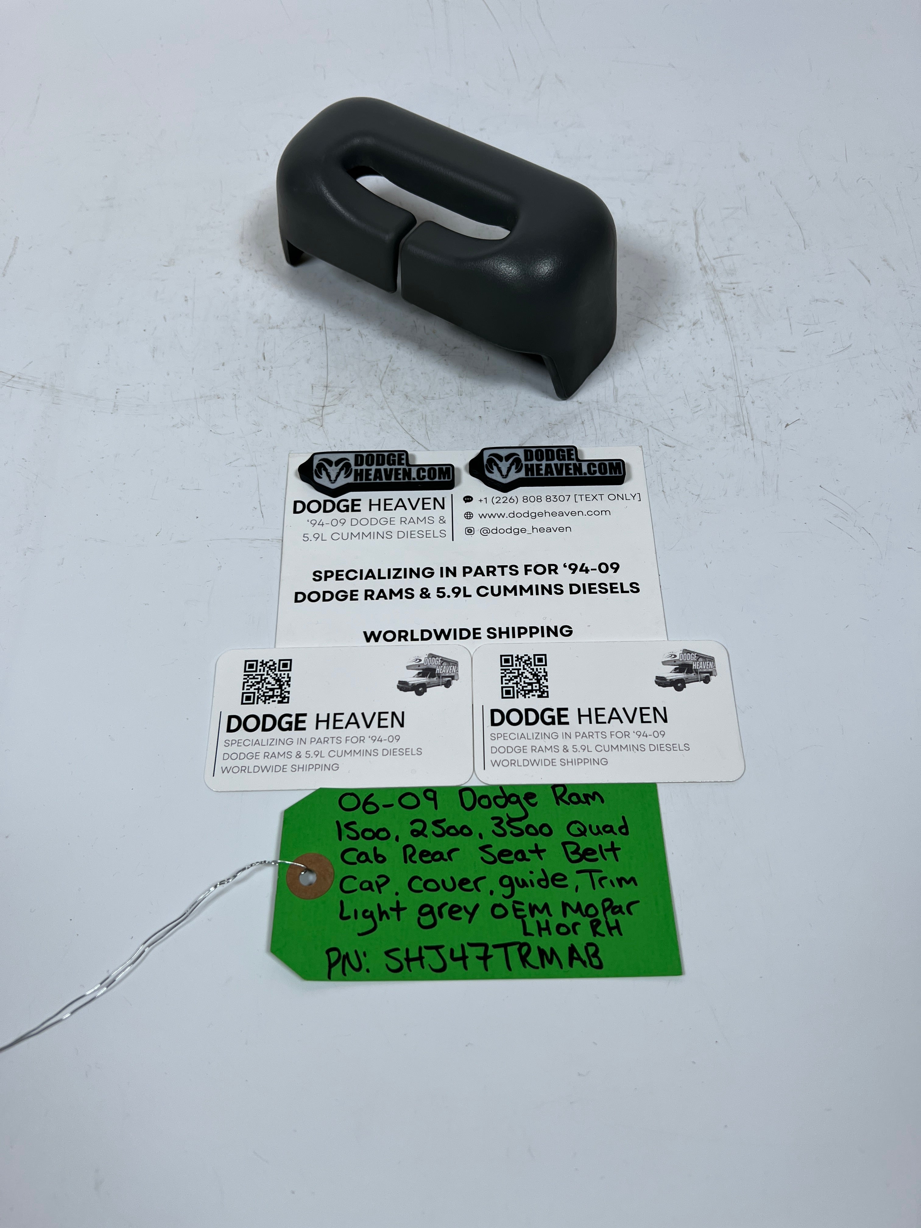 2006-2009 Dodge Ram Quad Cab Rear Seat Belt Cap Cover Guild Trim Light Grey
