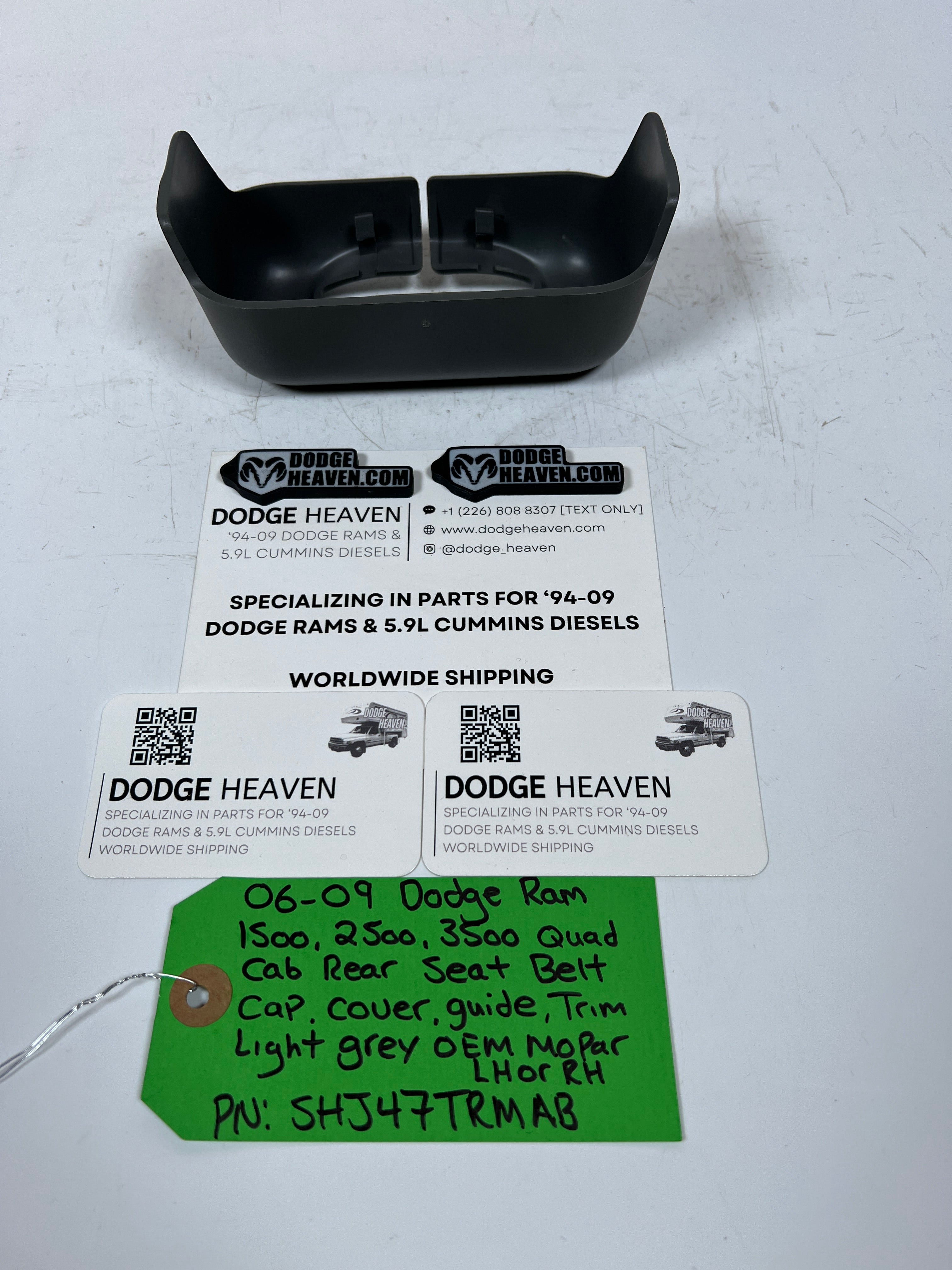2006-2009 Dodge Ram Quad Cab Rear Seat Belt Cap Cover Guild Trim Light Grey