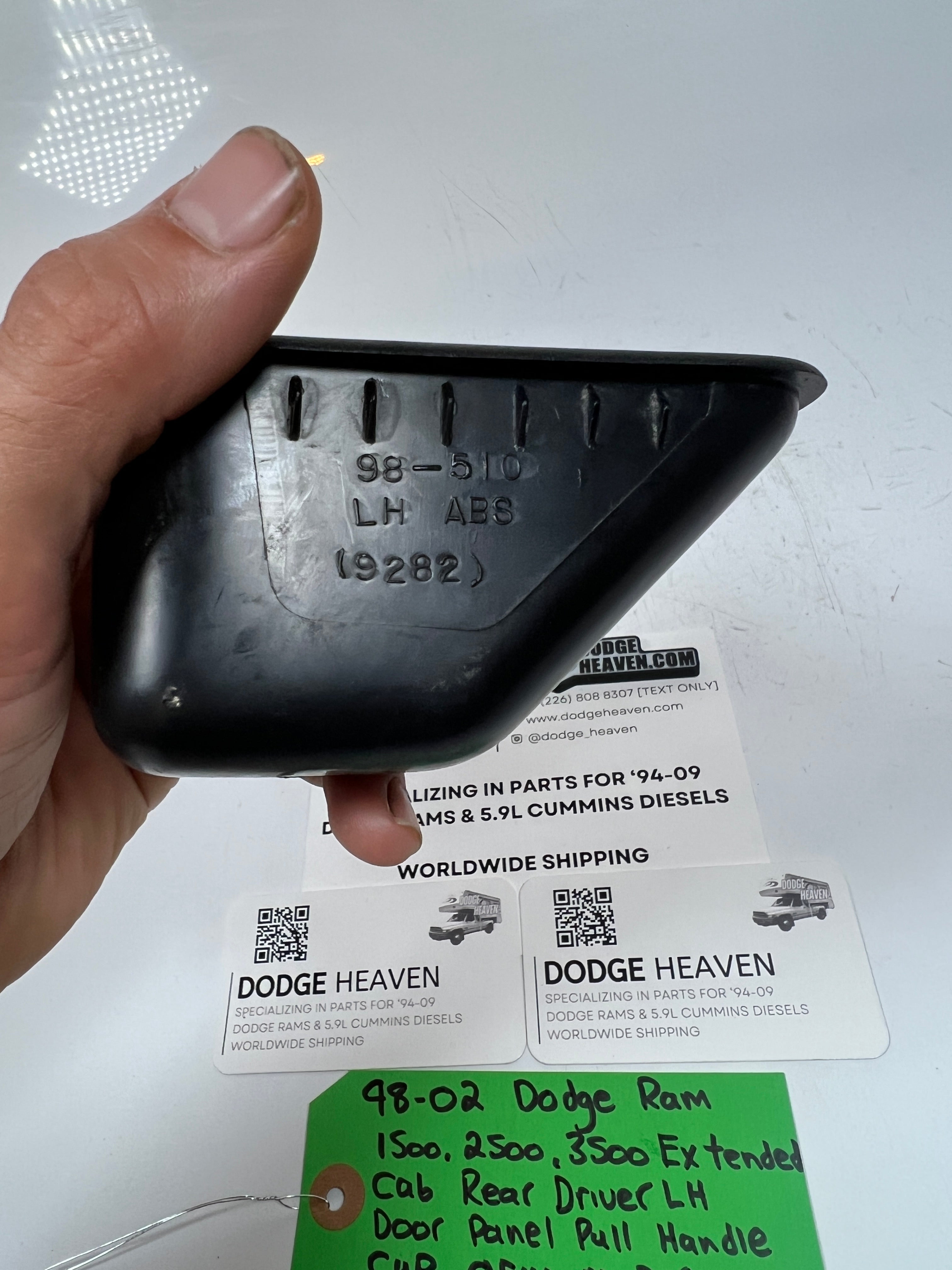 1998-2002 Dodge Ram Extended Cab Rear Driver Door Panel Pull Handle Cup