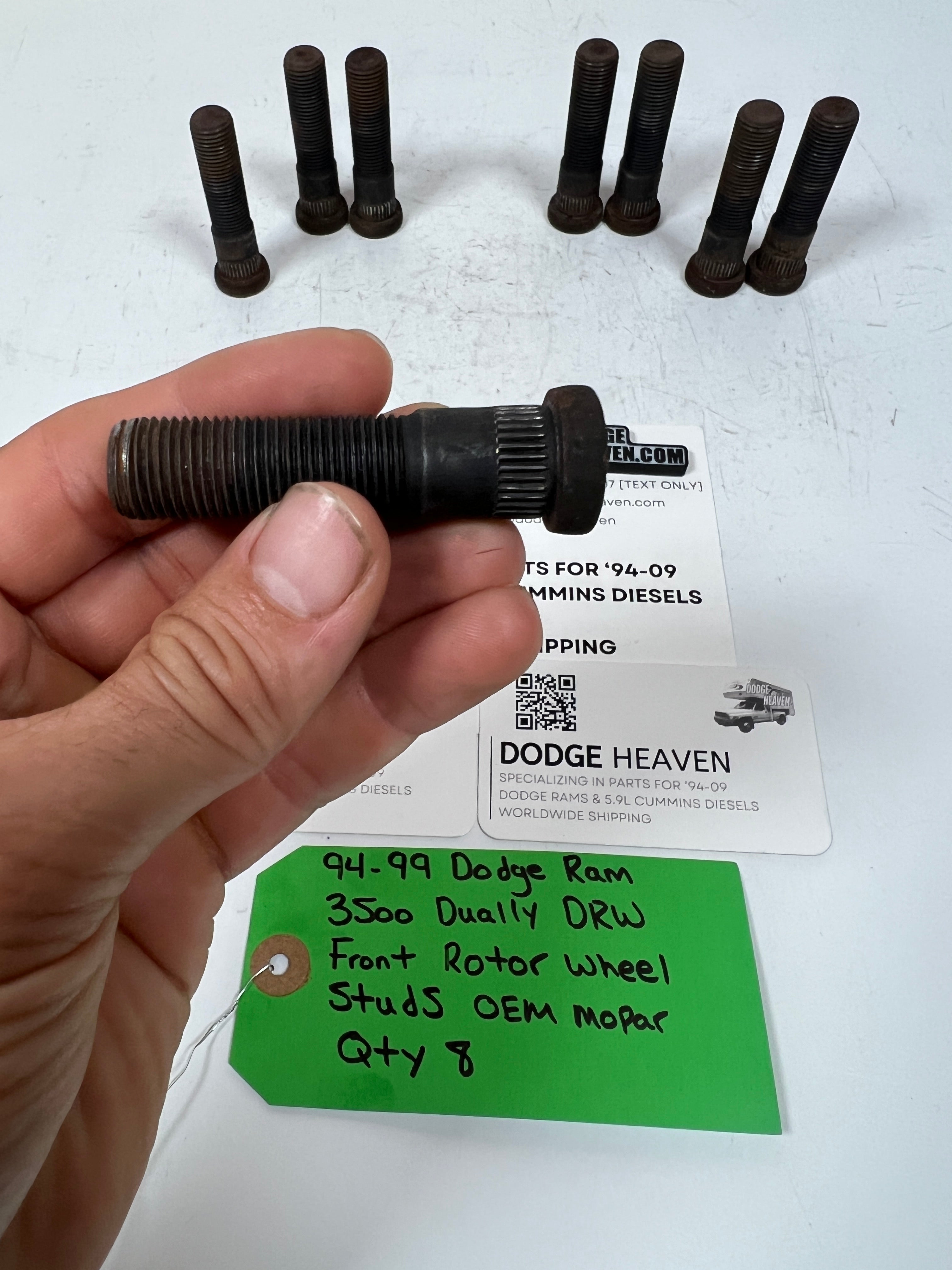 1994-1999 Dodge Ram 3500 Dually Front Rotor Wheel Studs QTY 8