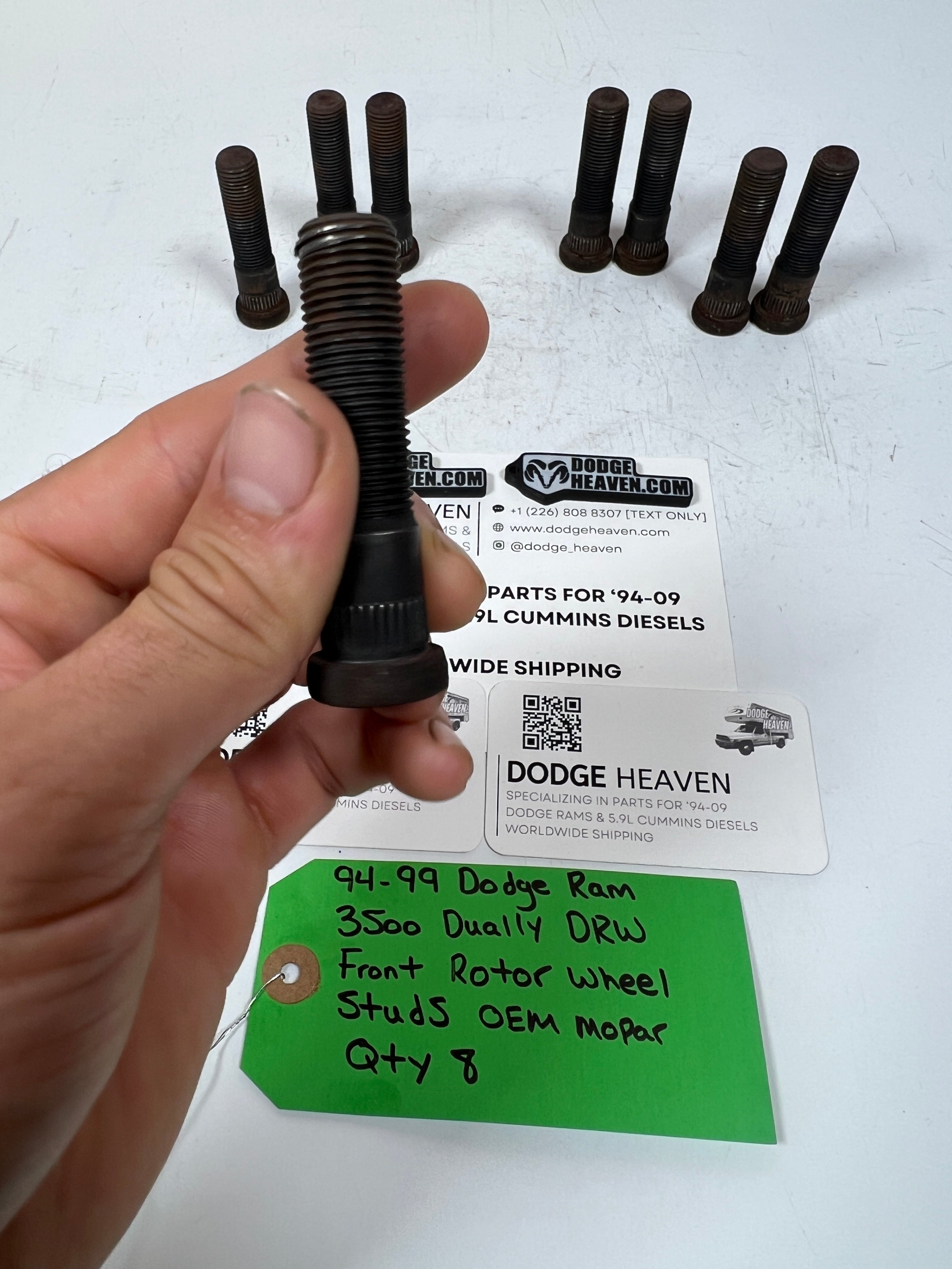 1994-1999 Dodge Ram 3500 Dually Front Rotor Wheel Studs QTY 8