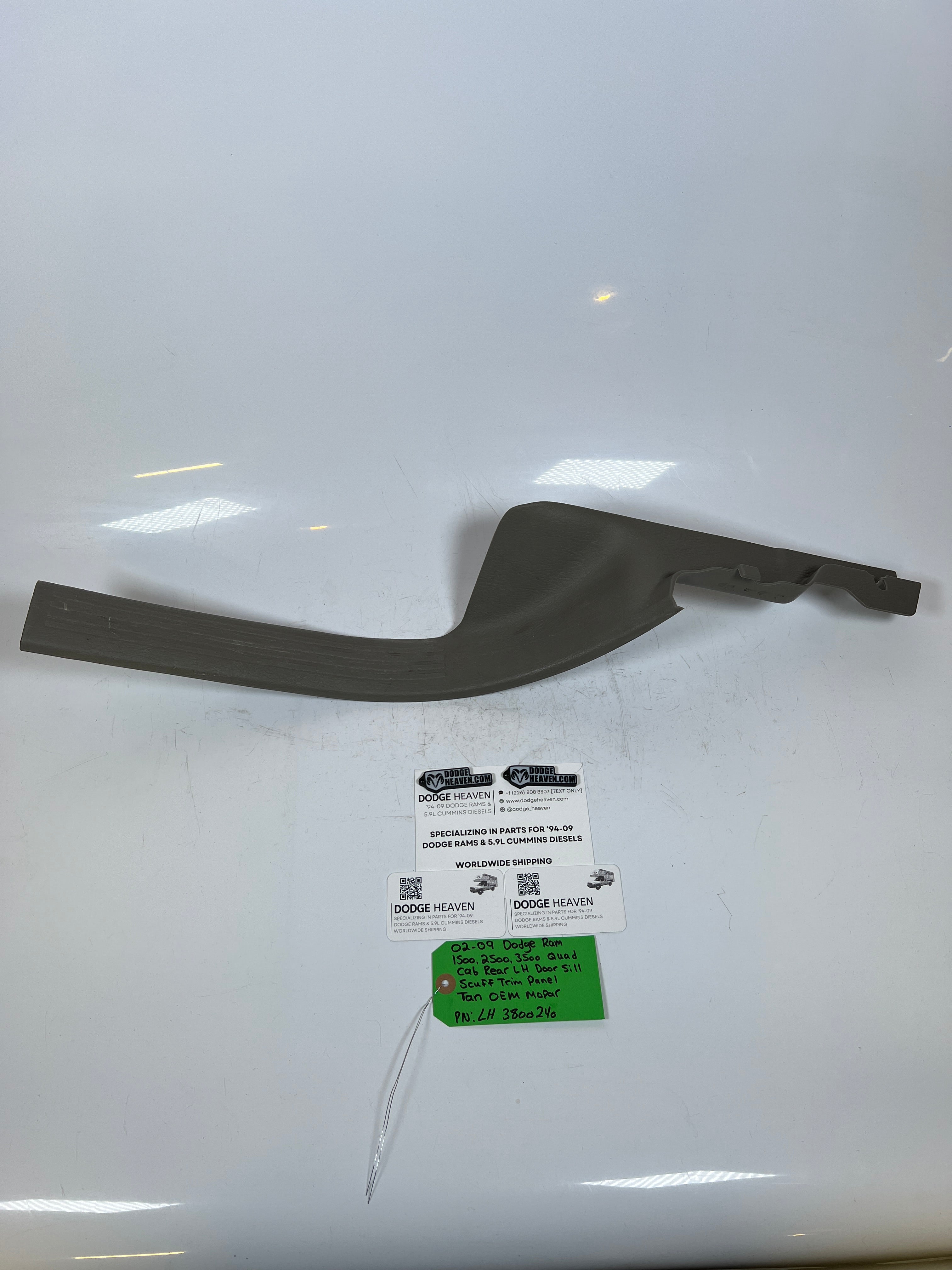 2002-2009 Dodge Ram Quad Cab Rear Driver LH Door Sill Scuff Trim Panel Tan