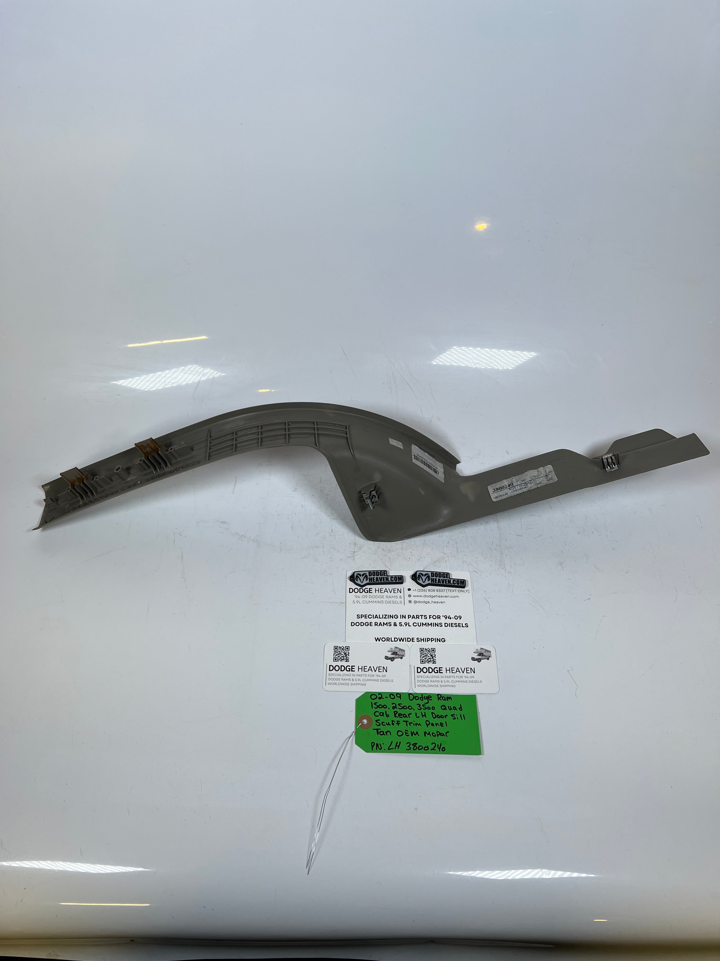 2002-2009 Dodge Ram Quad Cab Rear Driver LH Door Sill Scuff Trim Panel Tan