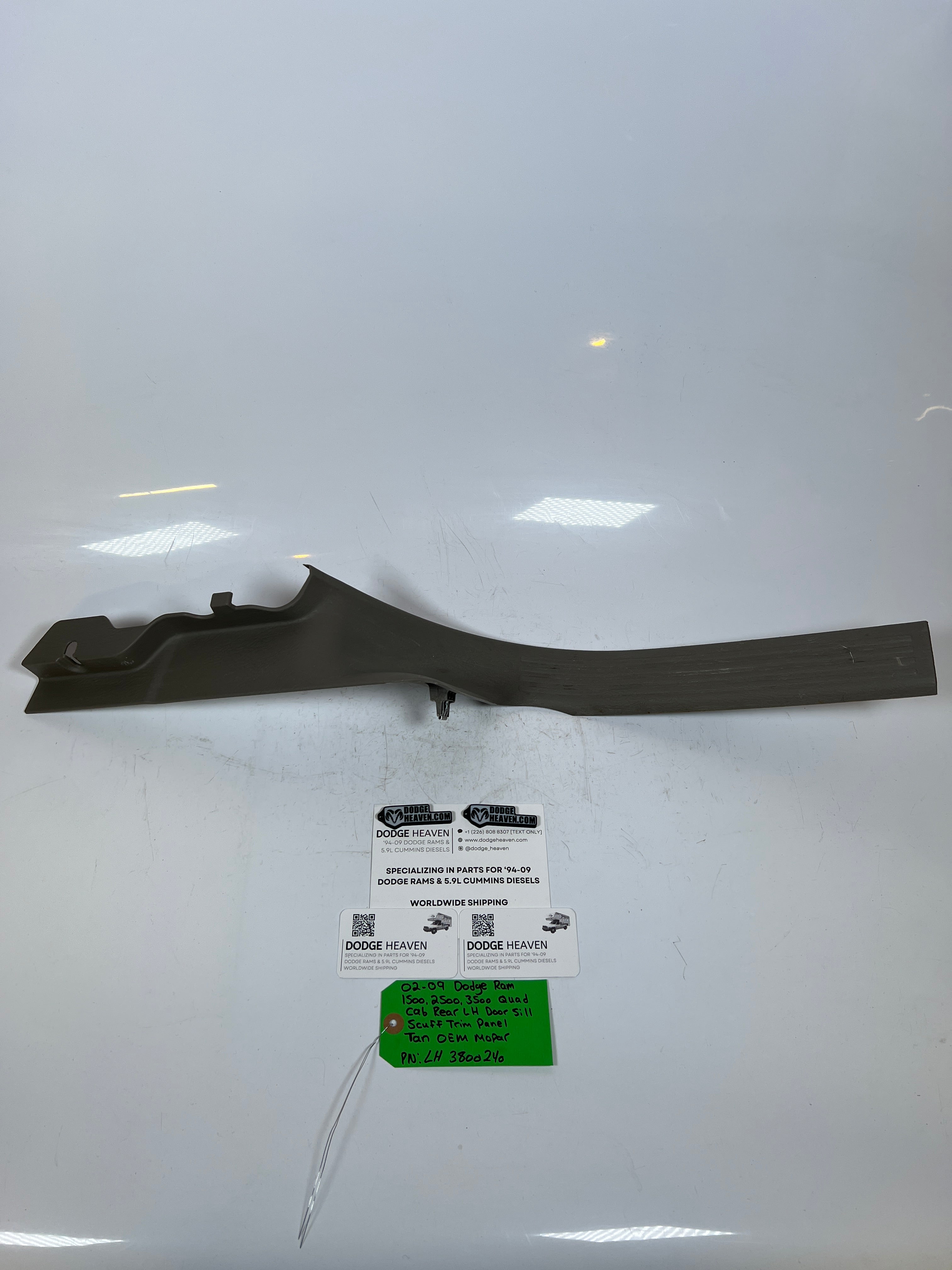 2002-2009 Dodge Ram Quad Cab Rear Driver LH Door Sill Scuff Trim Panel Tan