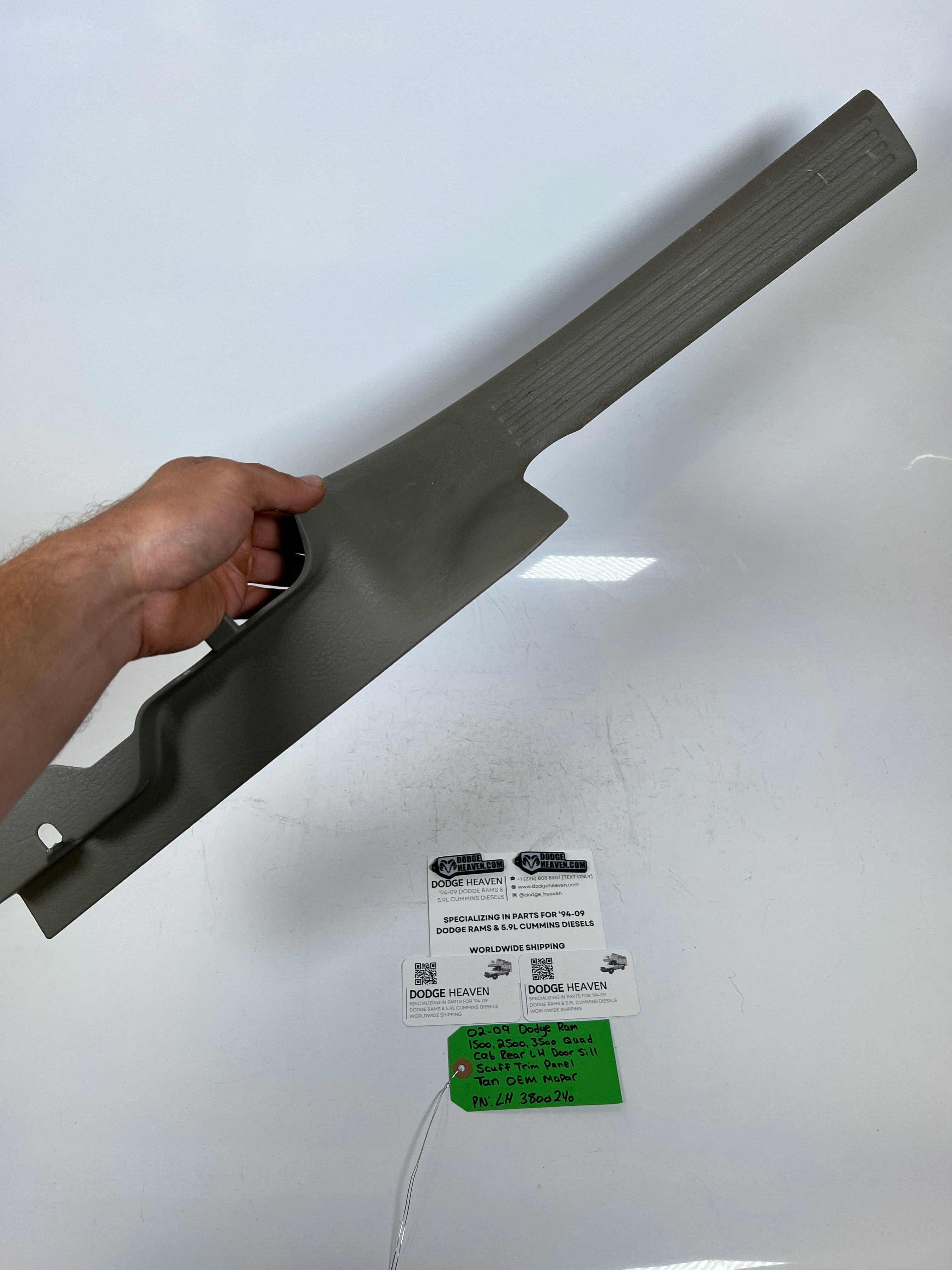 2002-2009 Dodge Ram Quad Cab Rear Driver LH Door Sill Scuff Trim Panel Tan