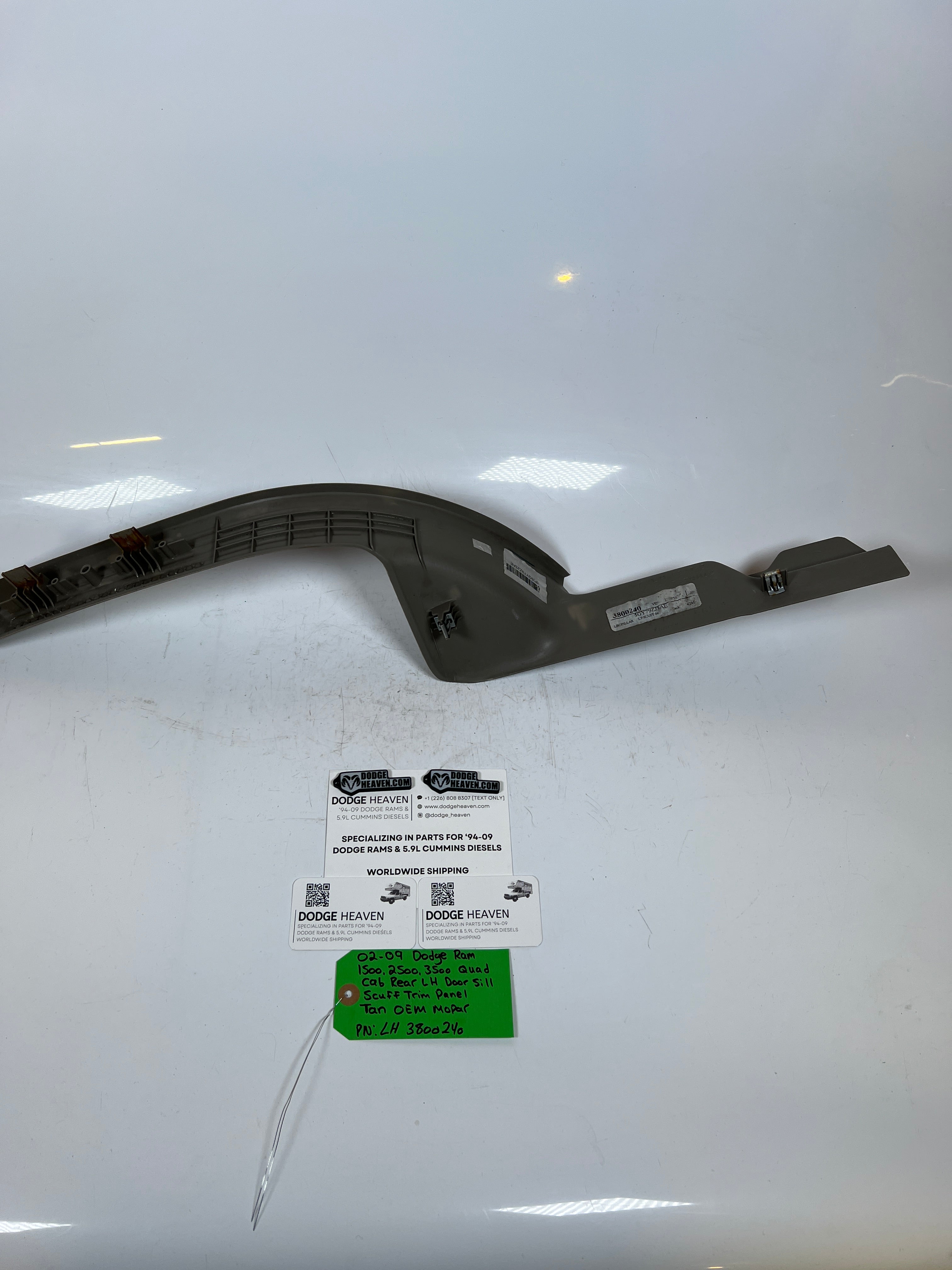 2002-2009 Dodge Ram Quad Cab Rear Driver LH Door Sill Scuff Trim Panel Tan