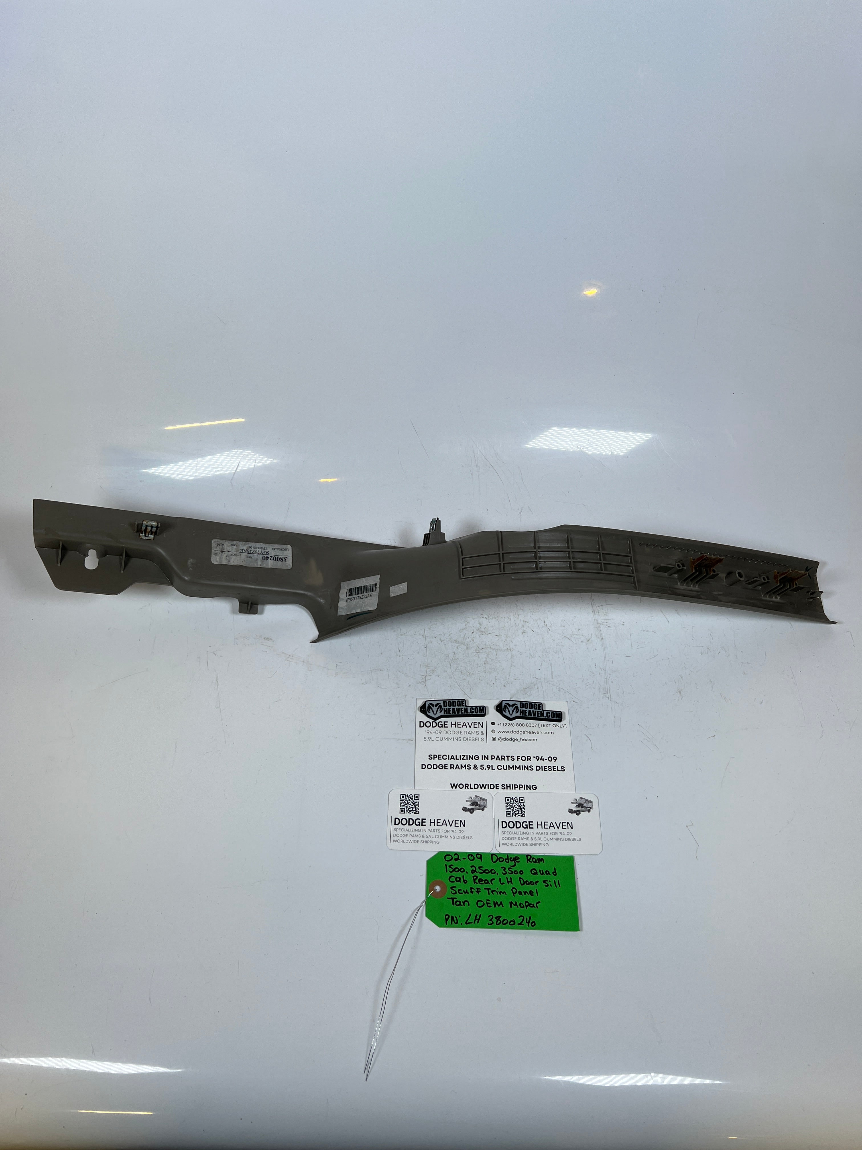 2002-2009 Dodge Ram Quad Cab Rear Driver LH Door Sill Scuff Trim Panel Tan