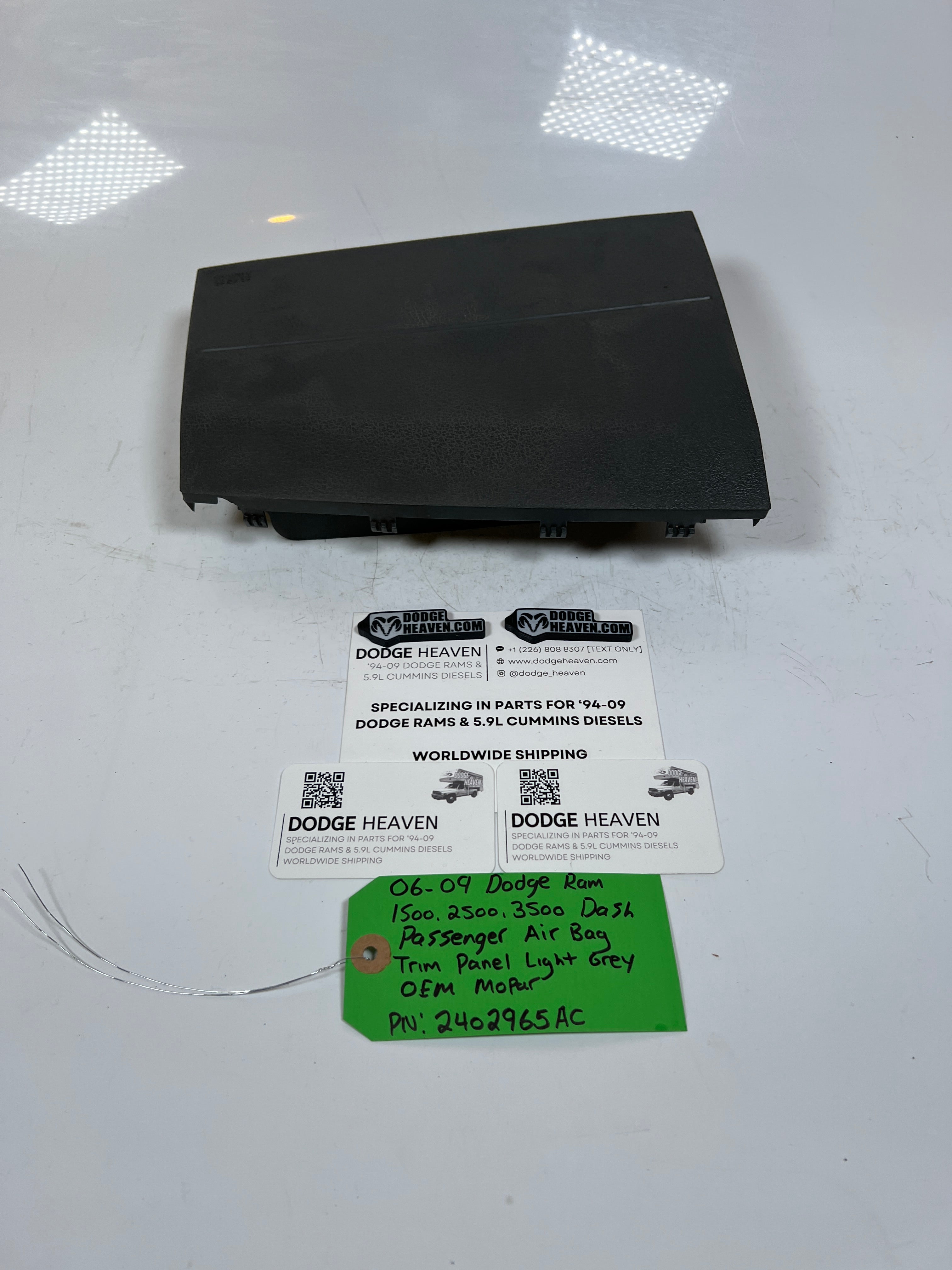 2006-2009 Dodge Ram Passenger Dash Trim Panel Cover Light Grey