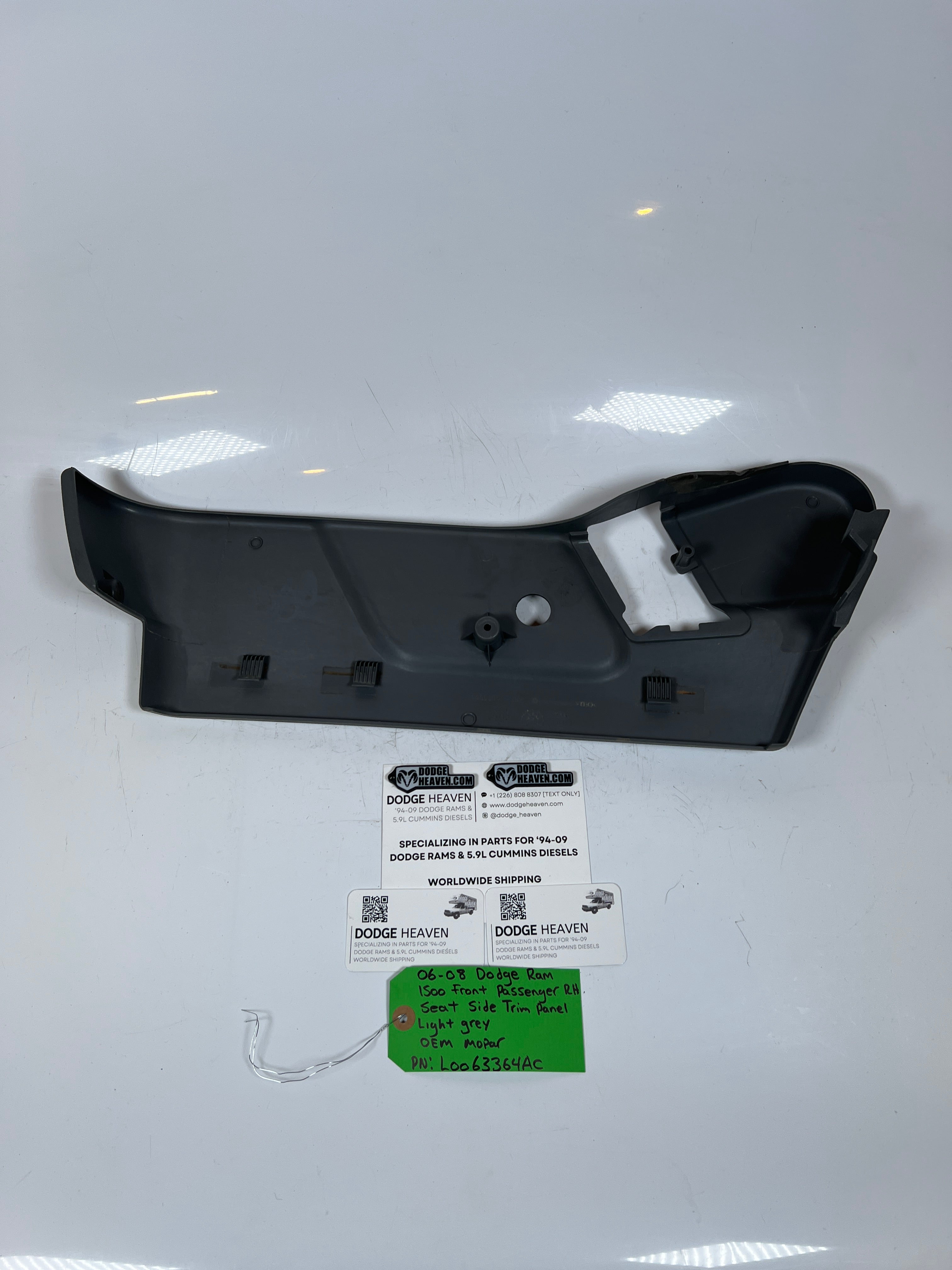 2006-2008 Dodge Ram 1500 Front Passenger Seat Side Trim Panel Light Grey