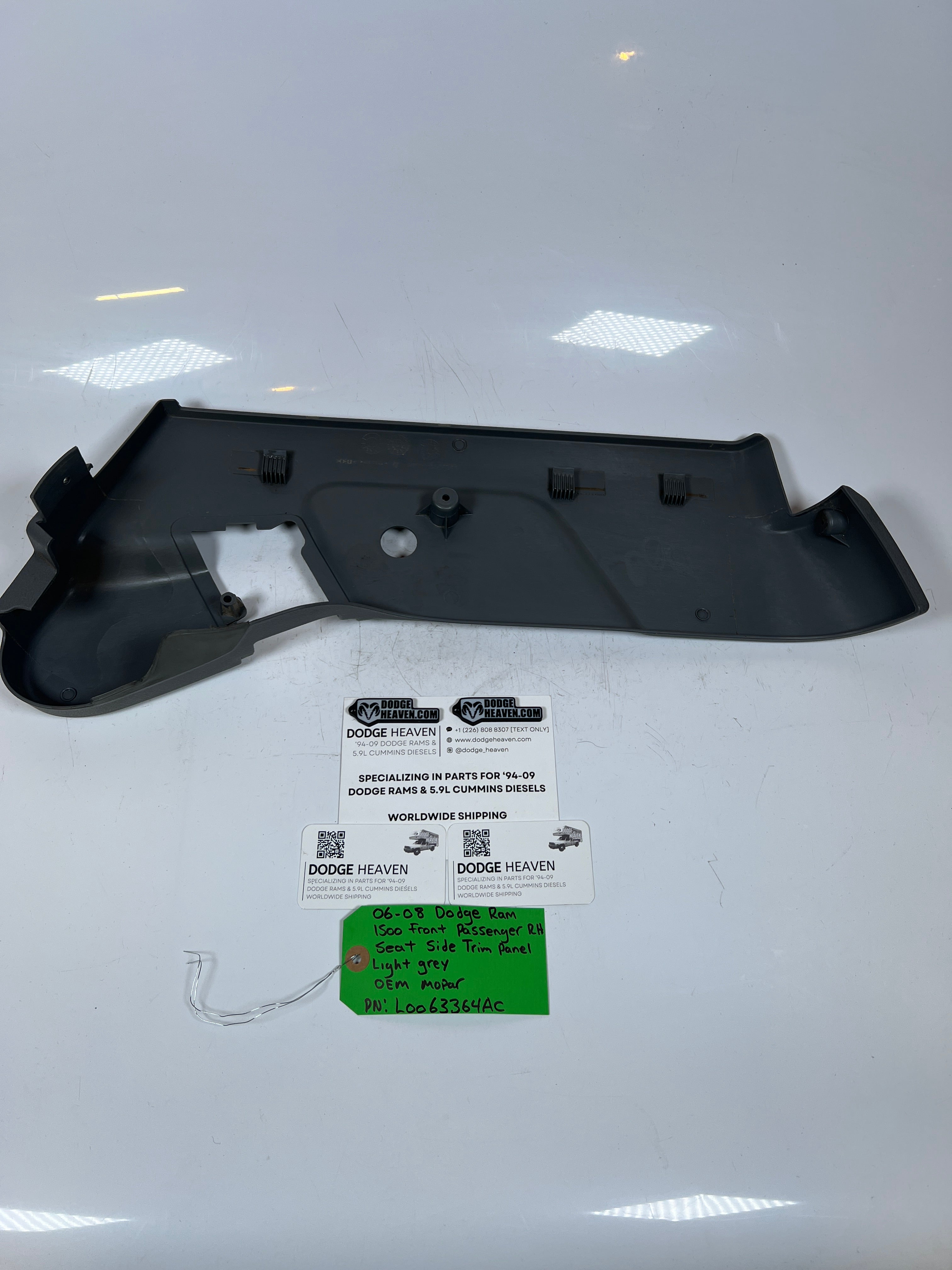 2006-2008 Dodge Ram 1500 Front Passenger Seat Side Trim Panel Light Grey