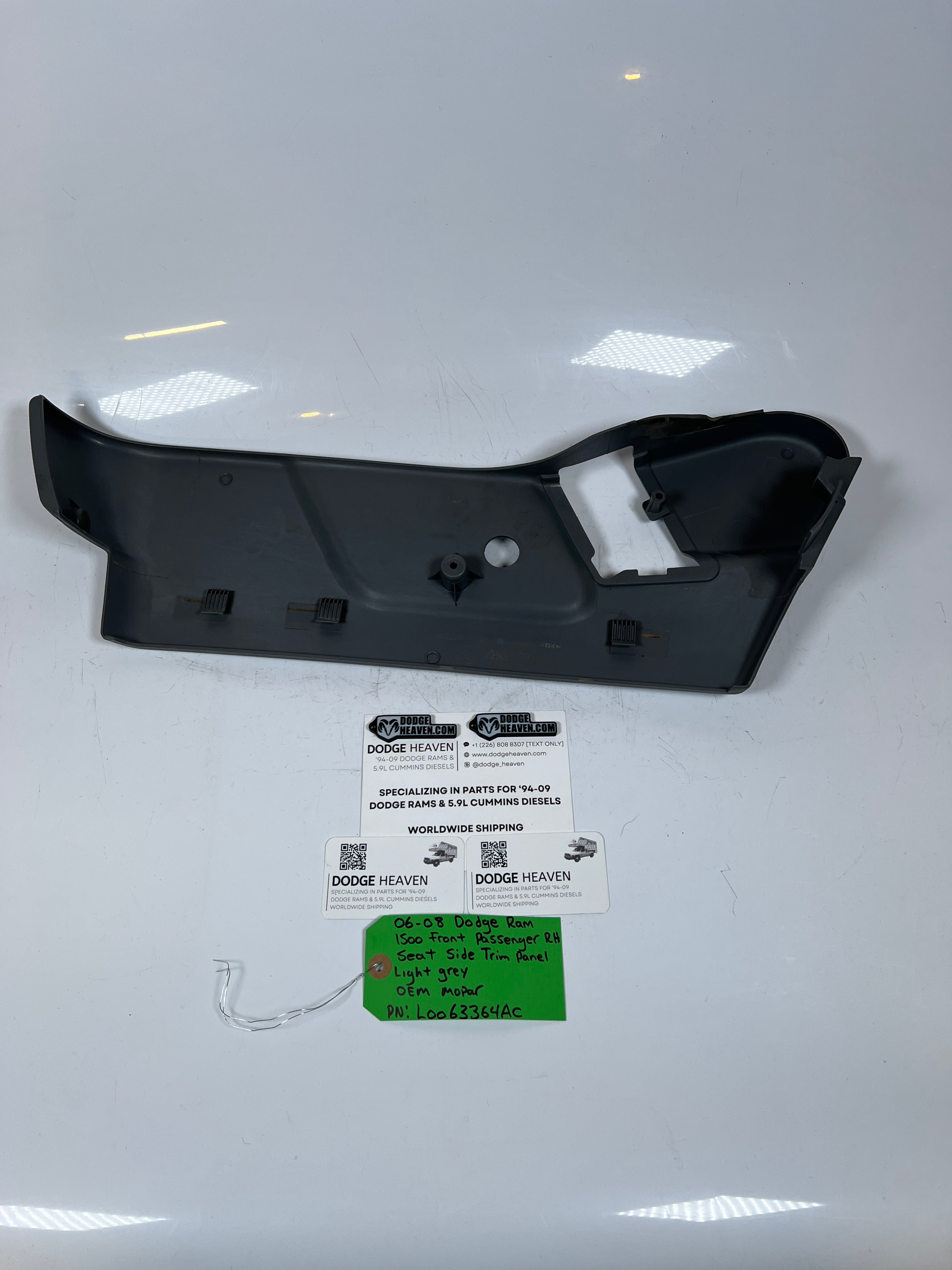 2006-2008 Dodge Ram 1500 Front Passenger Seat Side Trim Panel Light Grey