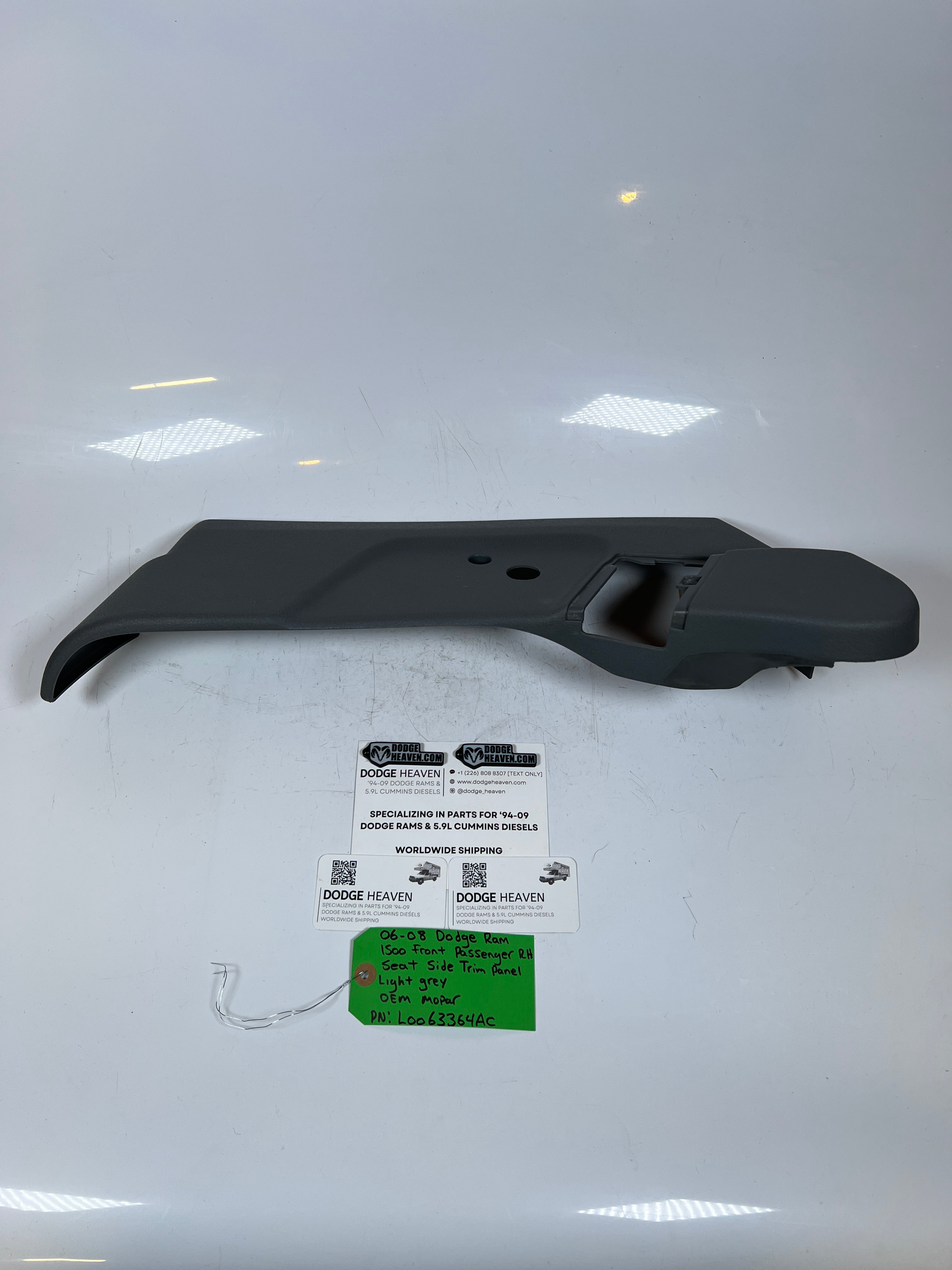 2006-2008 Dodge Ram 1500 Front Passenger Seat Side Trim Panel Light Grey