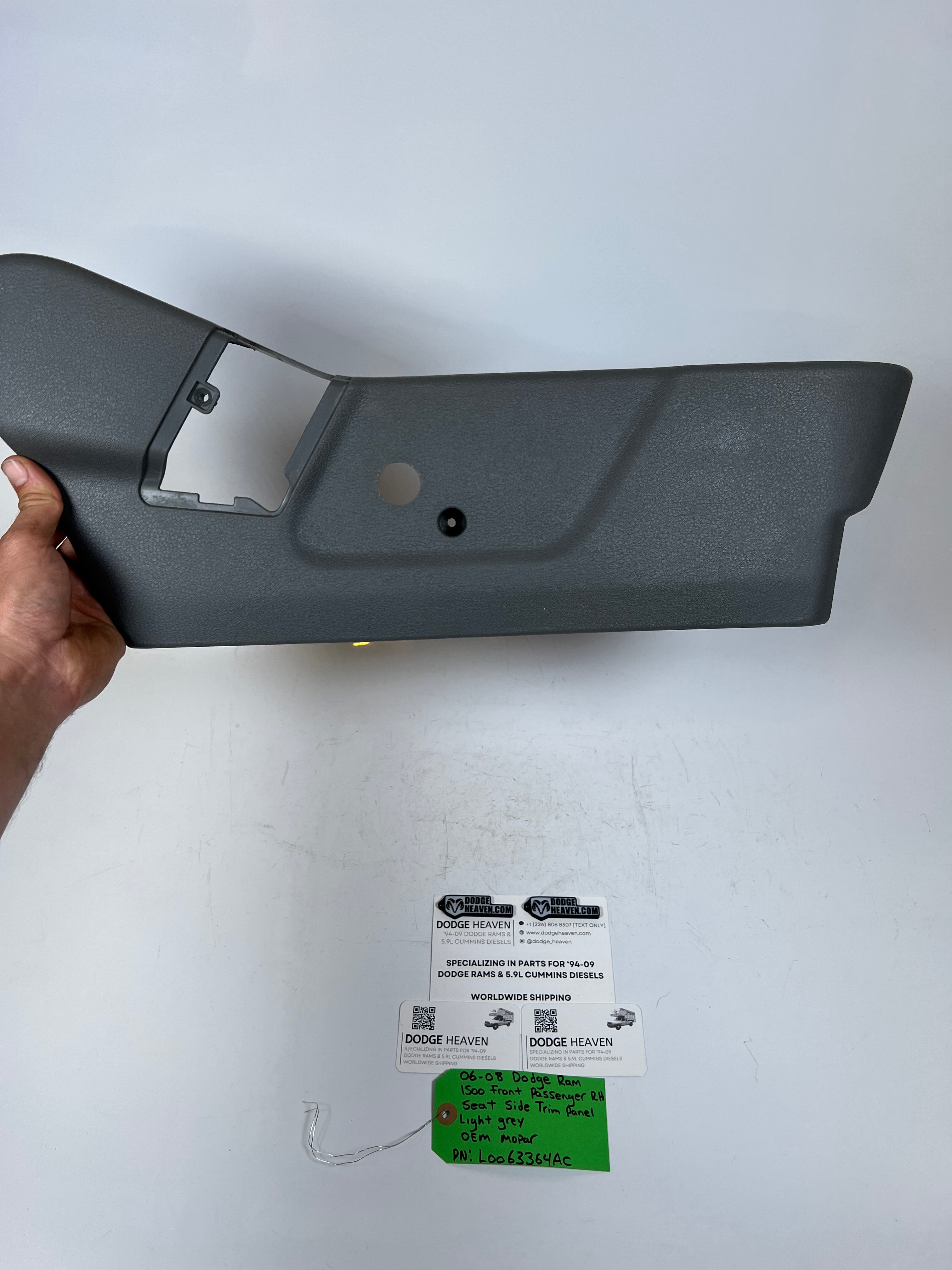 2006-2008 Dodge Ram 1500 Front Passenger Seat Side Trim Panel Light Grey