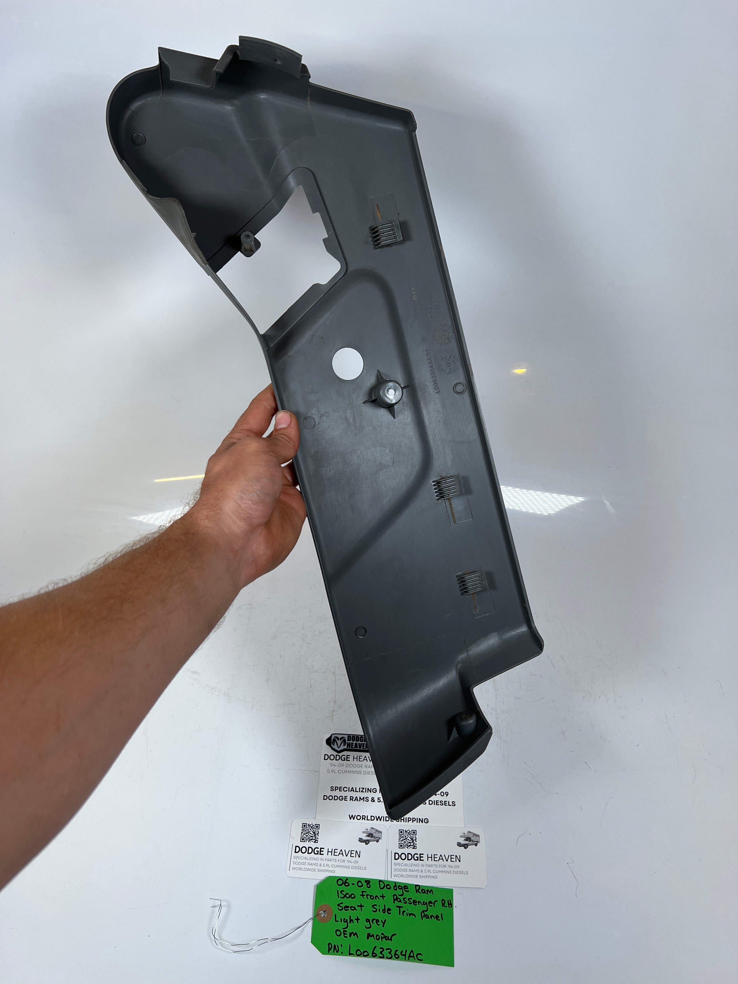 2006-2008 Dodge Ram 1500 Front Passenger Seat Side Trim Panel Light Grey
