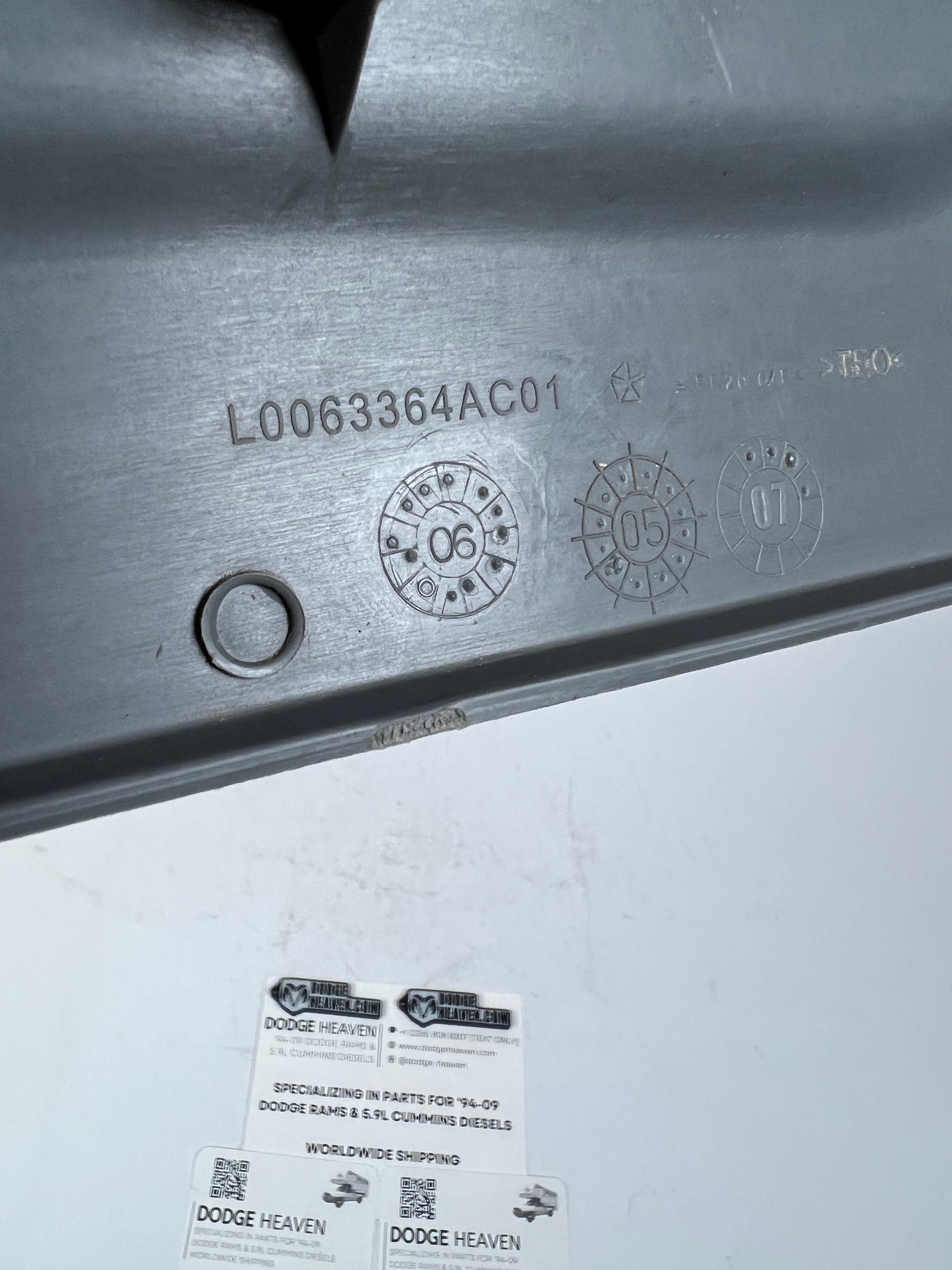 2006-2008 Dodge Ram 1500 Front Passenger Seat Side Trim Panel Light Grey