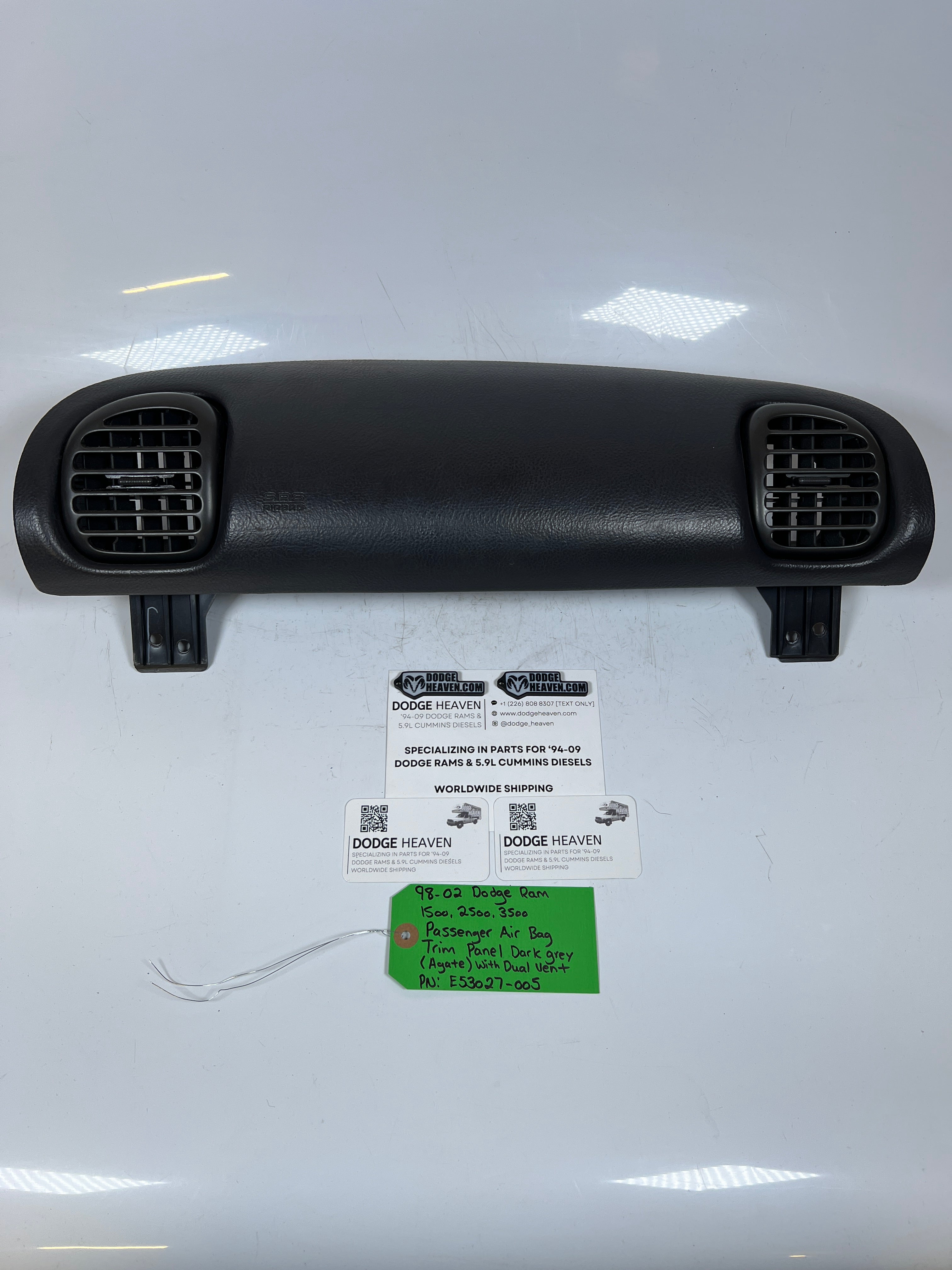 1998-2002 Dodge Ram Passenger Dash Trim Panel Cover Dual Vents Agate