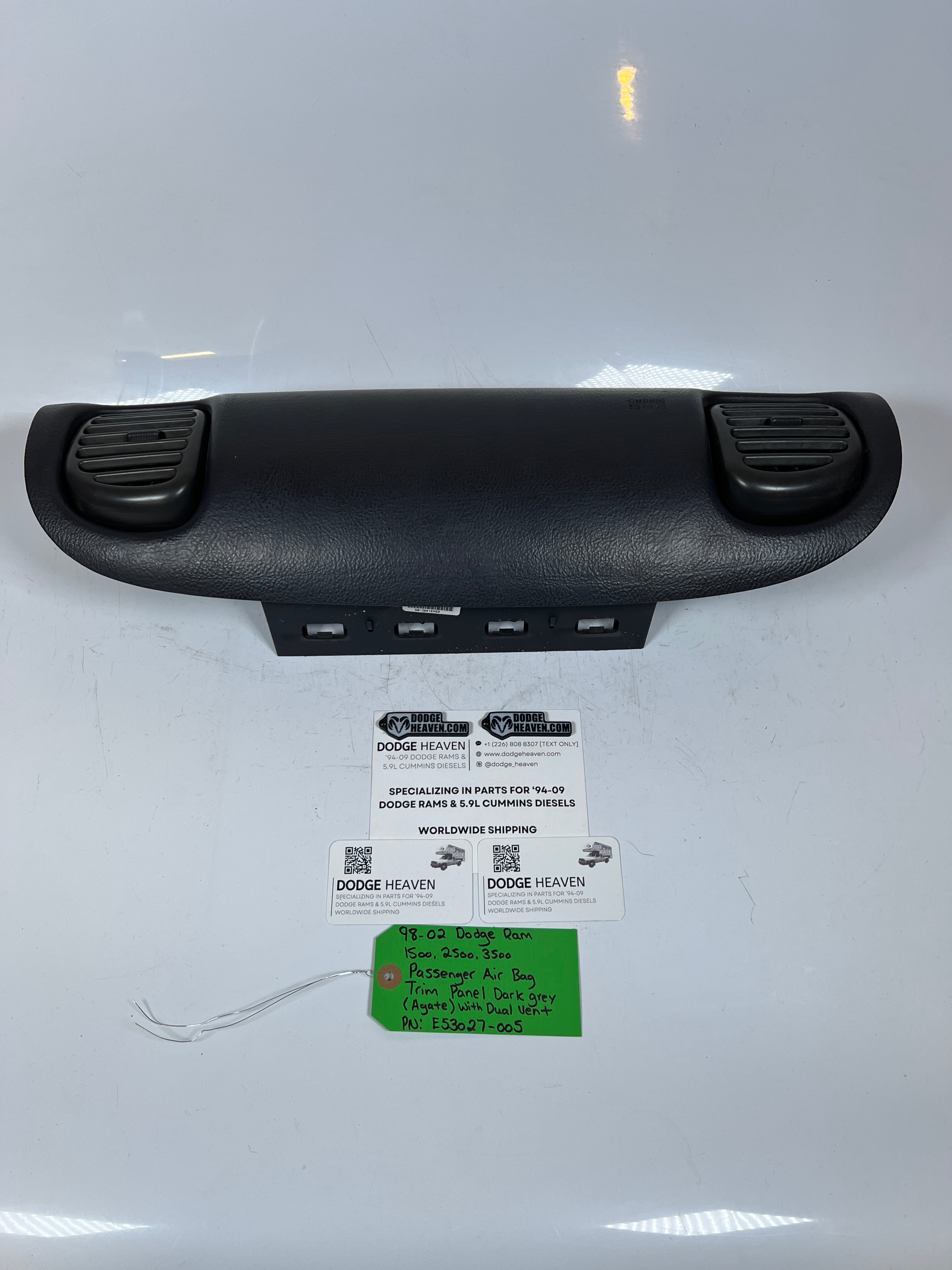 1998-2002 Dodge Ram Passenger Dash Trim Panel Cover Dual Vents Agate