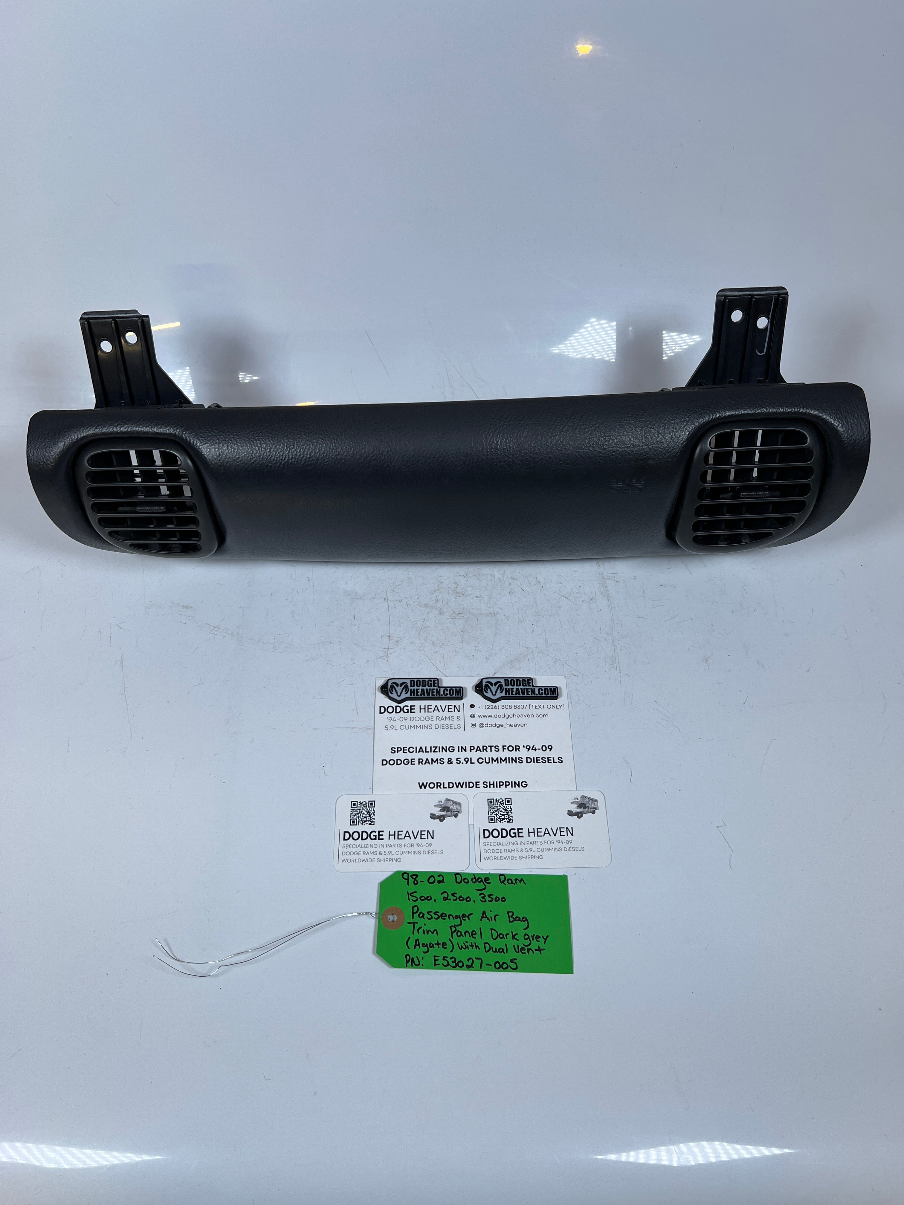 1998-2002 Dodge Ram Passenger Dash Trim Panel Cover Dual Vents Agate